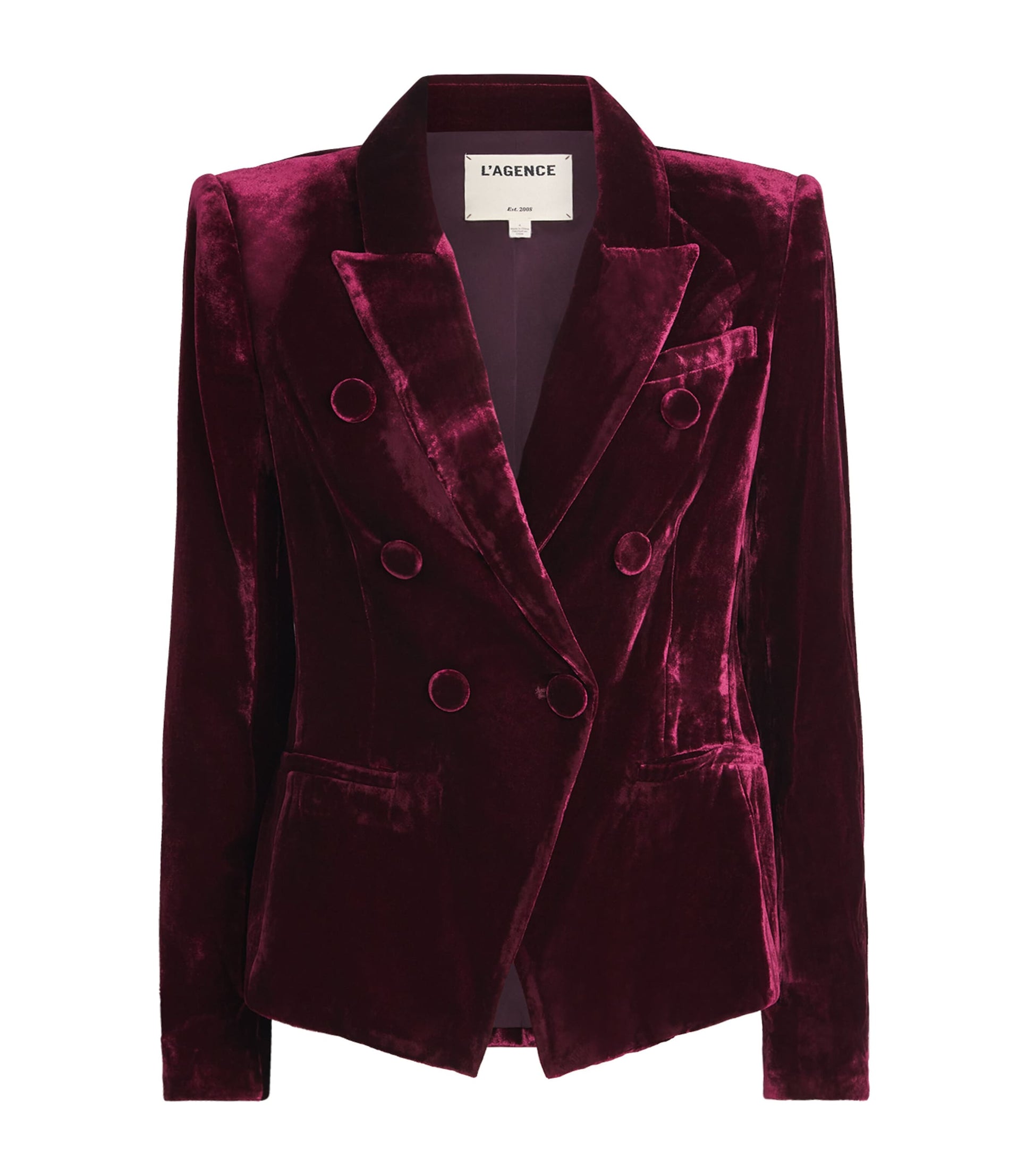 L'Agence Purple Velvet Marie Double-Breasted Blazer