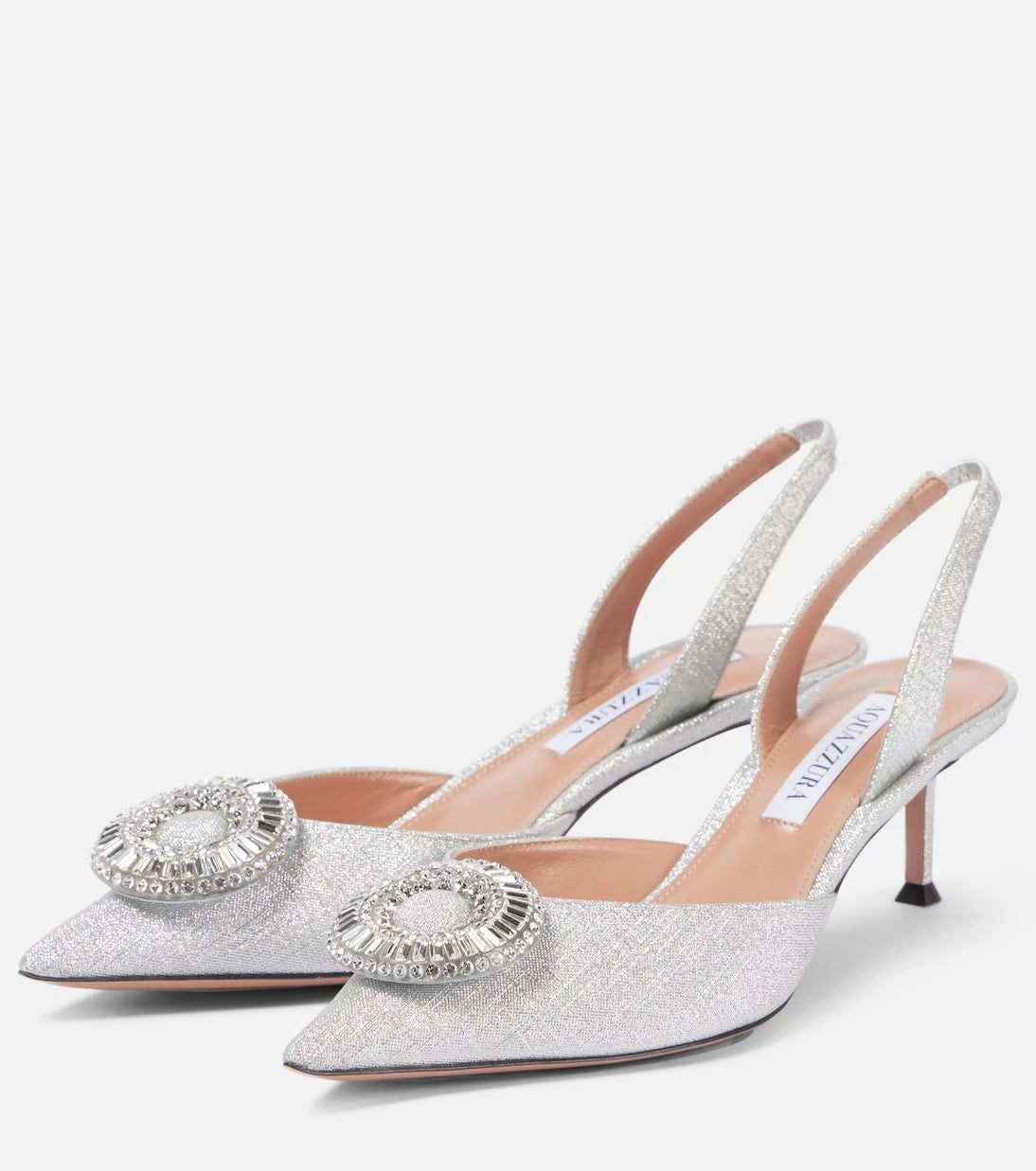Aquazzura - Crystal Hoop 50 glitter slingback pumps