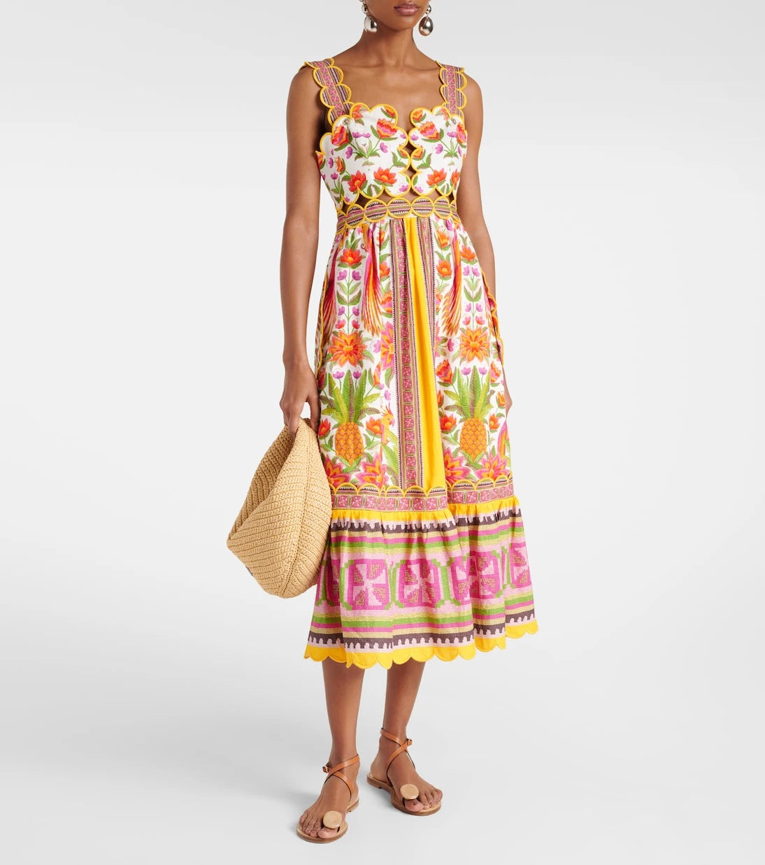 Farm Rio - Floral linen-blend maxi dress