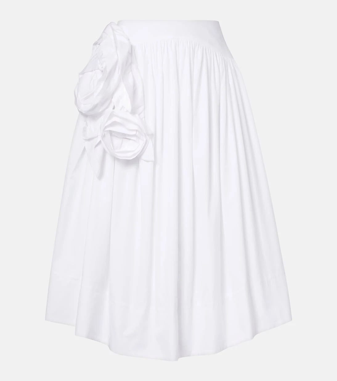 Simone Rocha - Floral-appliqué cotton poplin midi skirt