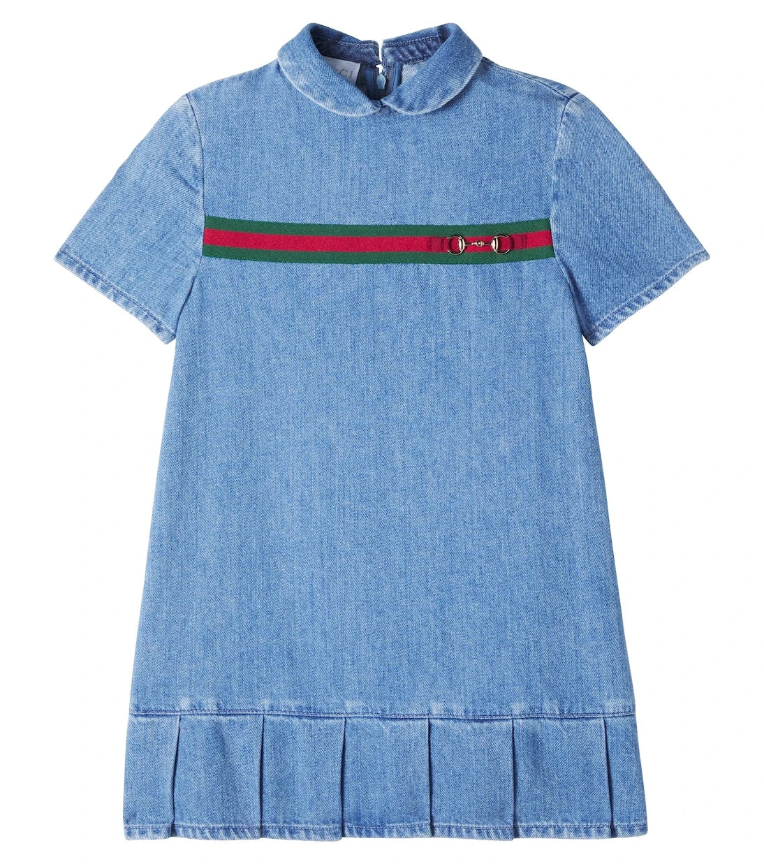 Gucci Kids - Horsebit Web Stripe denim dress