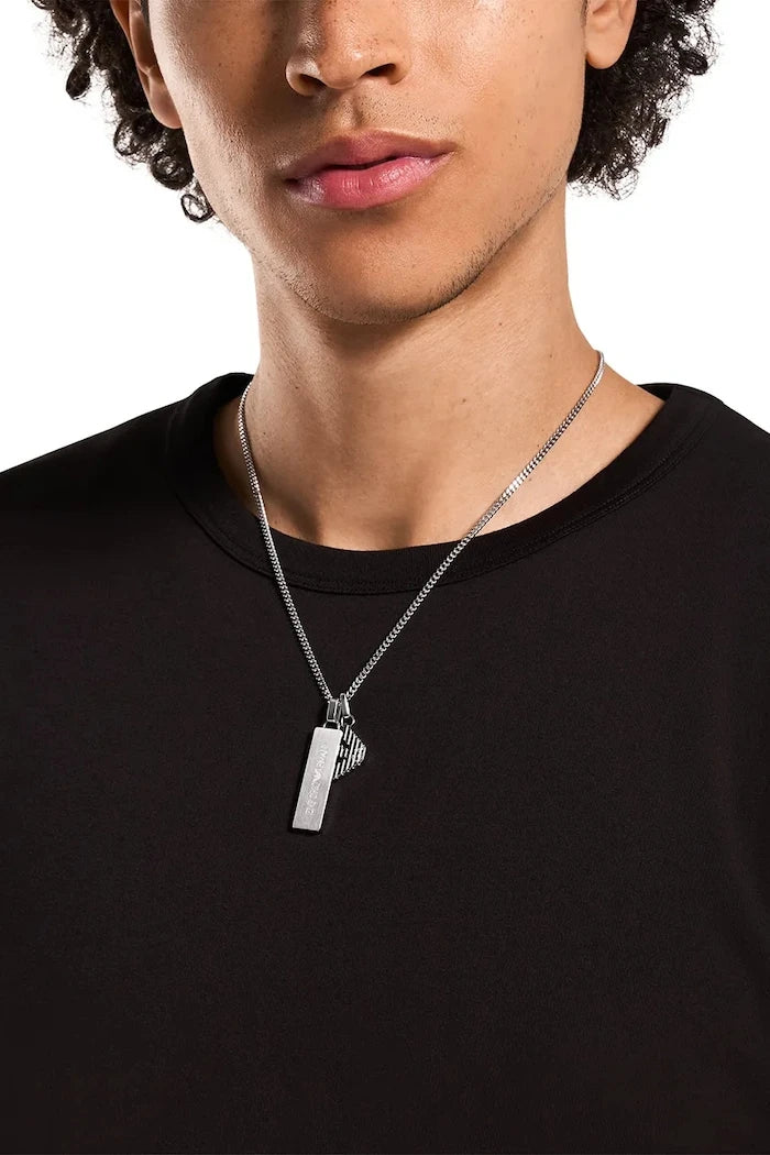 Emporio Armani erkek paslanmaz çelik Eagle Logo kolye ucu
