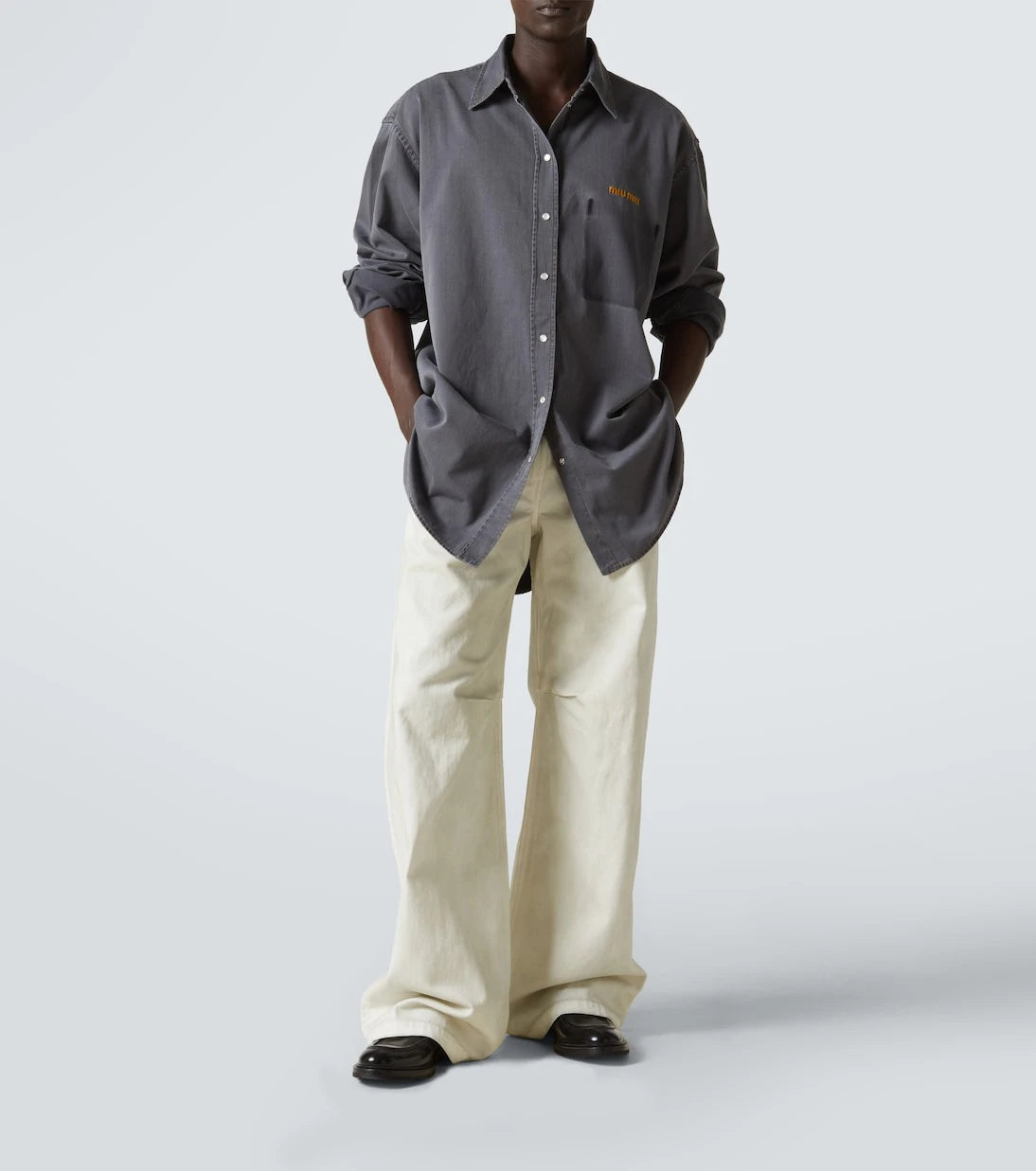 Miu Miu - Logo oversized chambray shirt