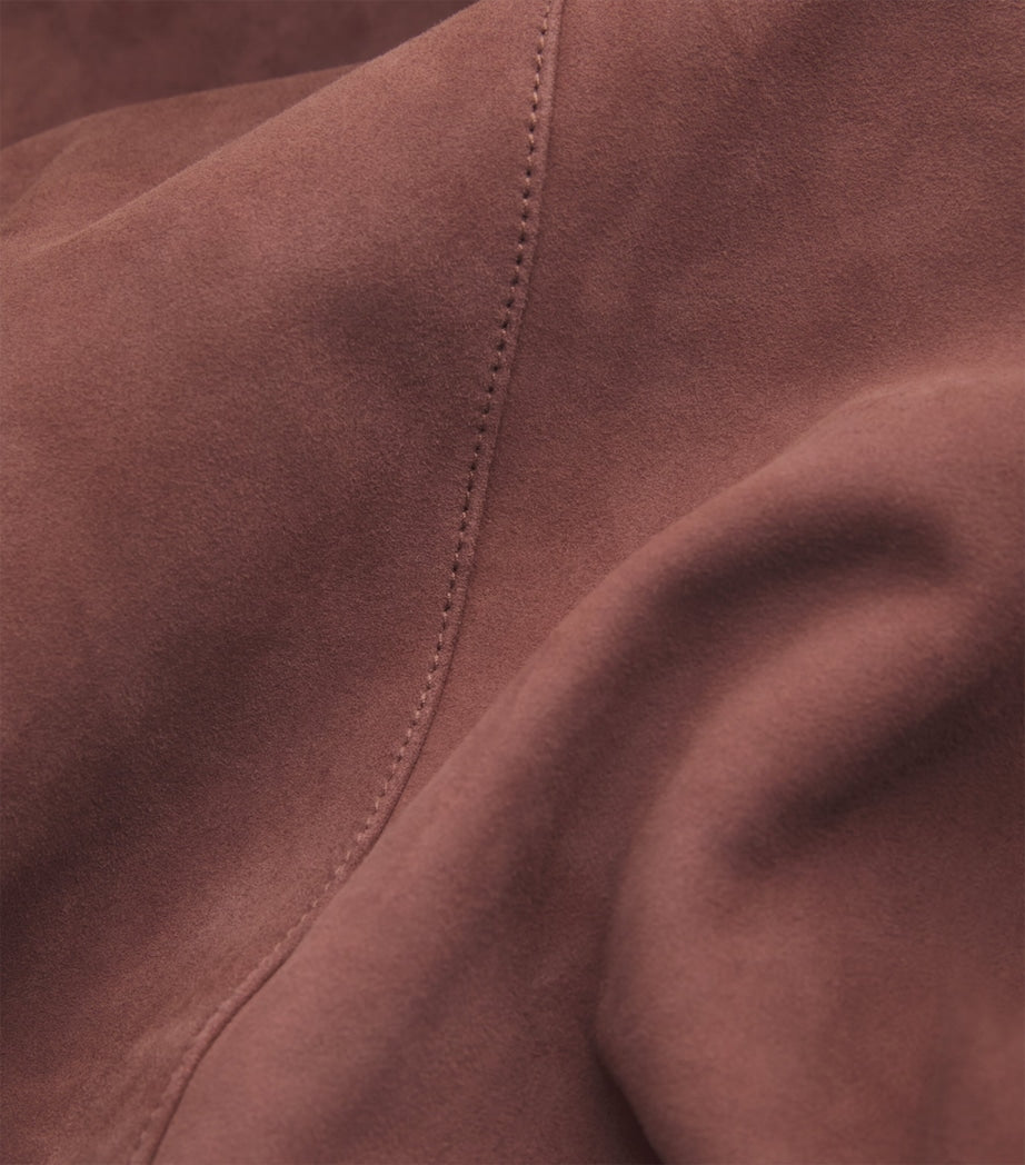 Purple Faux Suede Midi Skirt