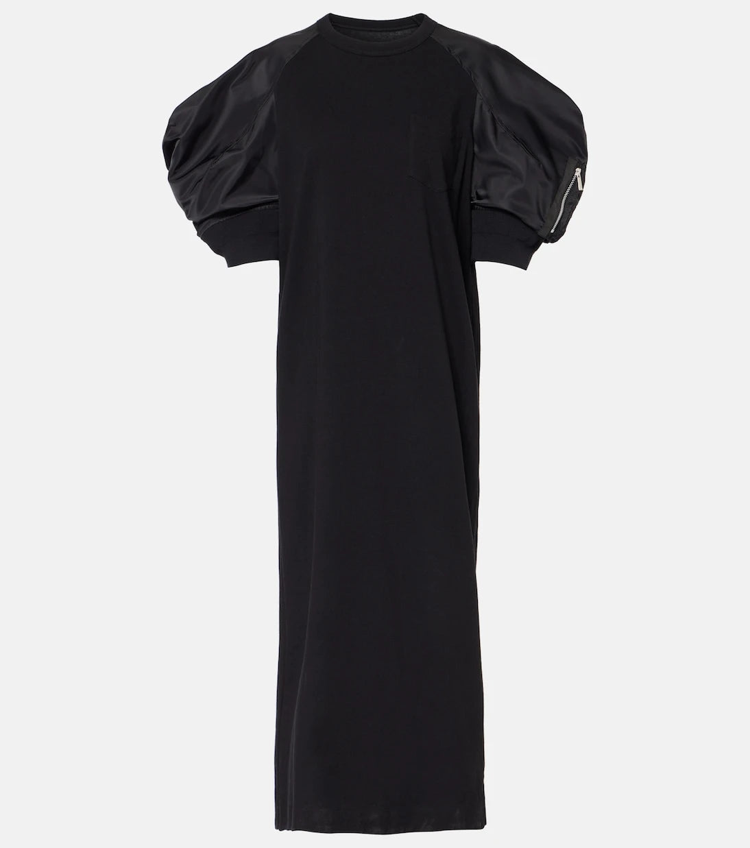 Sacai - Puff-sleeve cotton-blend jersey midi dress