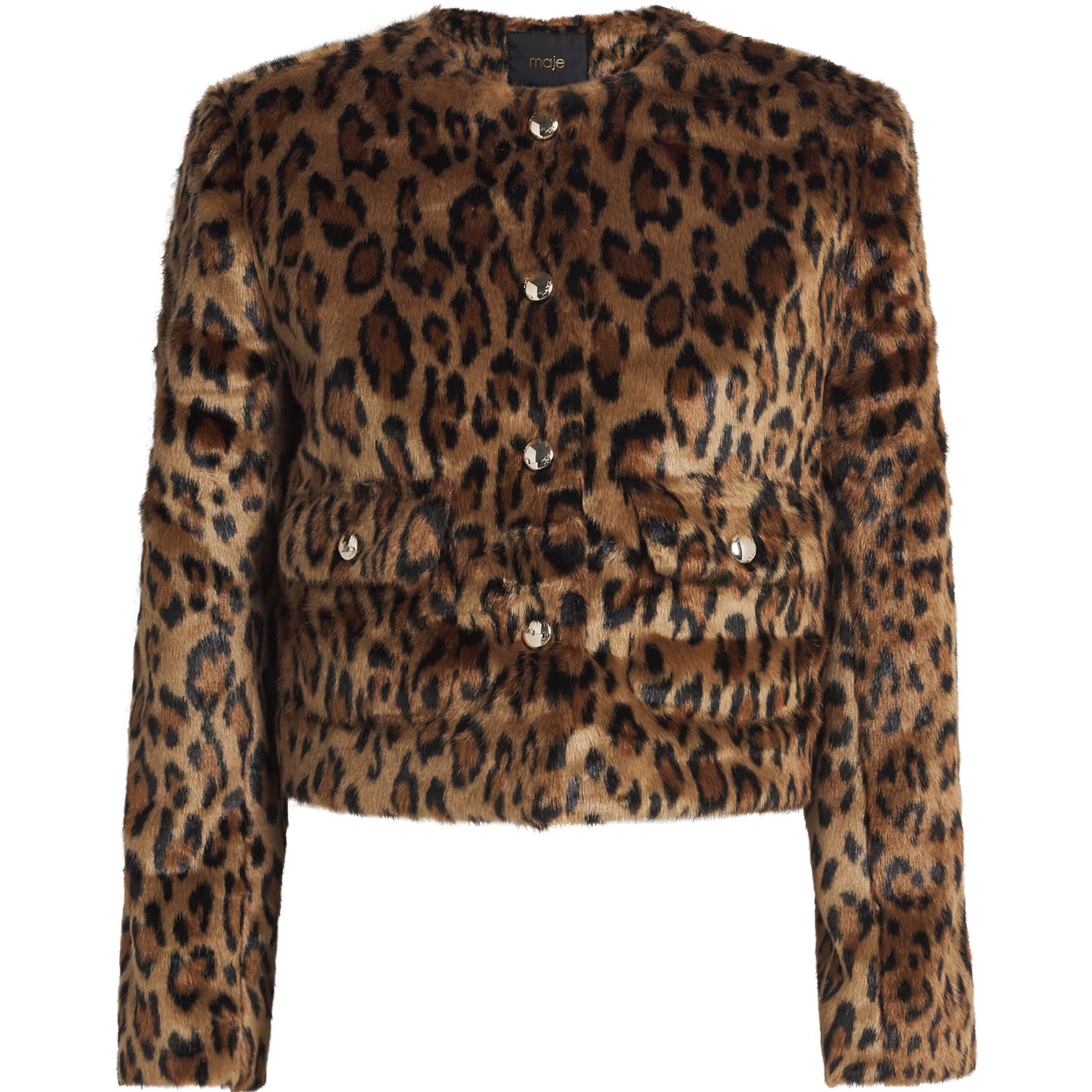 Faux Fur Leopard Print Jacket BIG LEOPARD PRINT