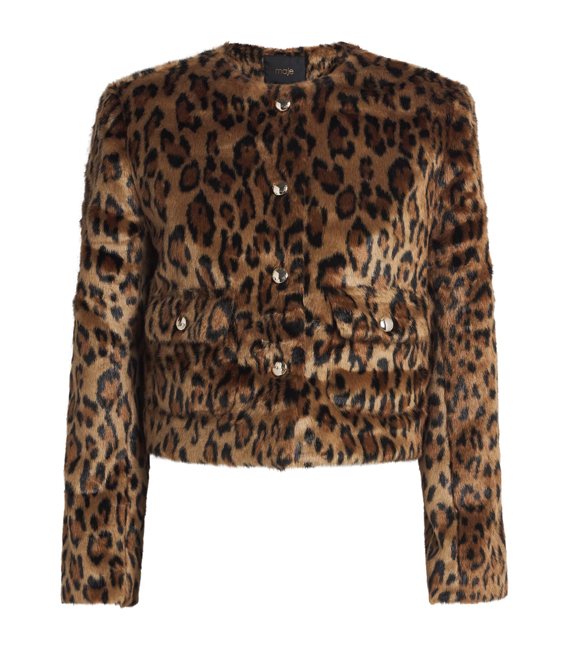 Faux Fur Leopard Print Jacket BIG LEOPARD PRINT