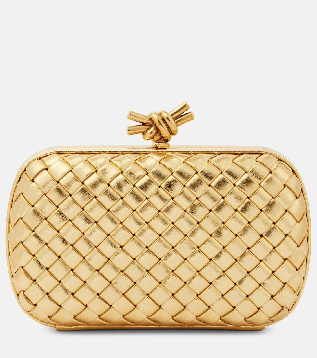 Bottega Veneta - Knot Intreccio metallic leather clutch