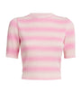 VALENTI Pink Cotton-Blend Stripe Crop Top
