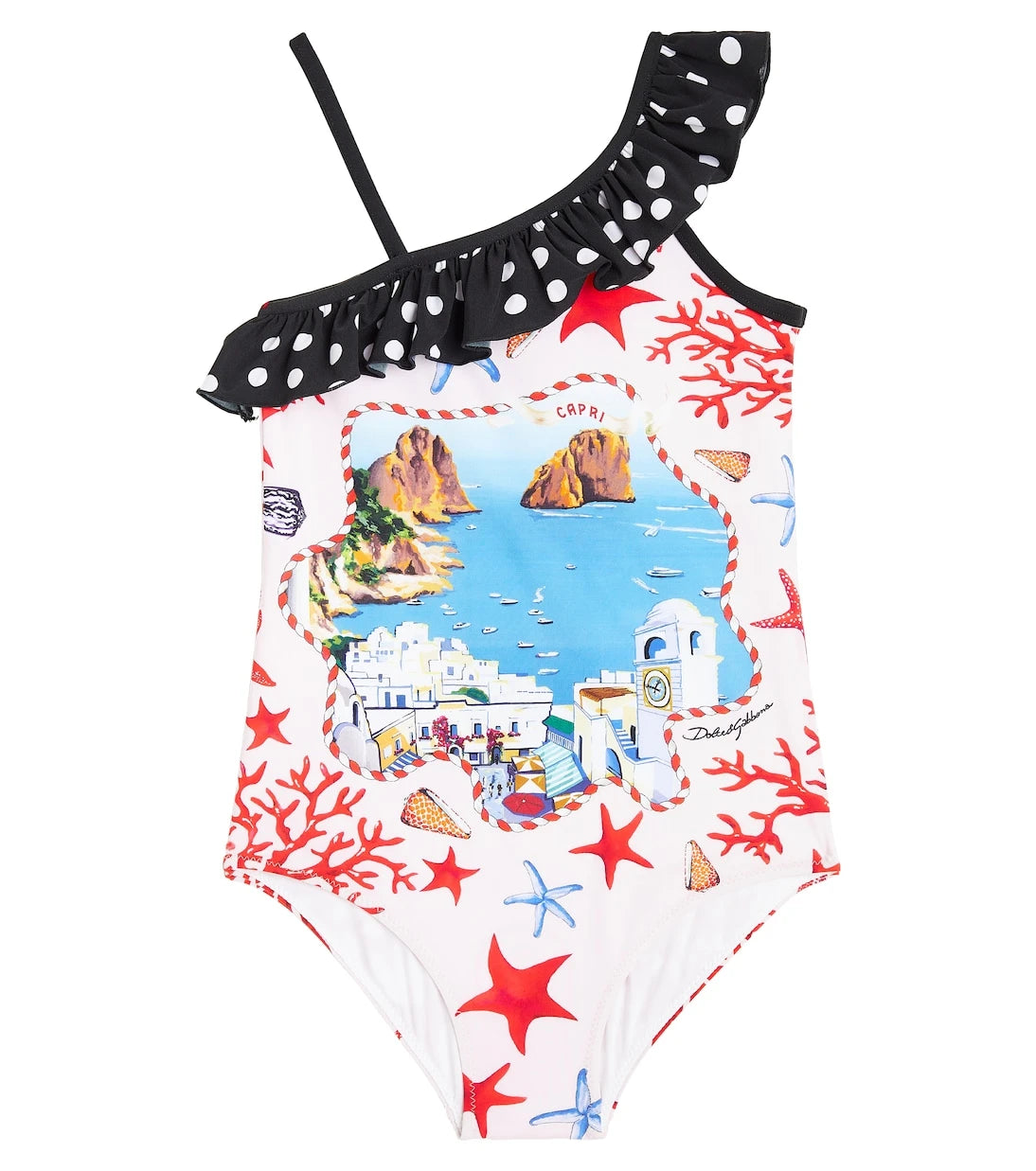 Dolce&Gabbana Kids - Capri printed ruffled swimsuit
