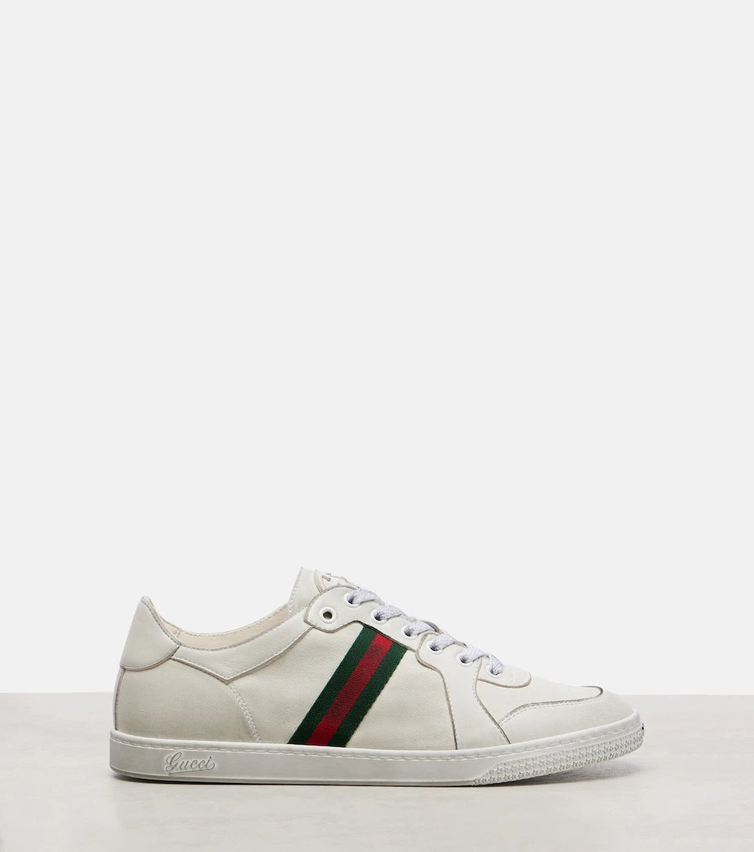 Gucci - Stretch Web Stripe leather sneakers