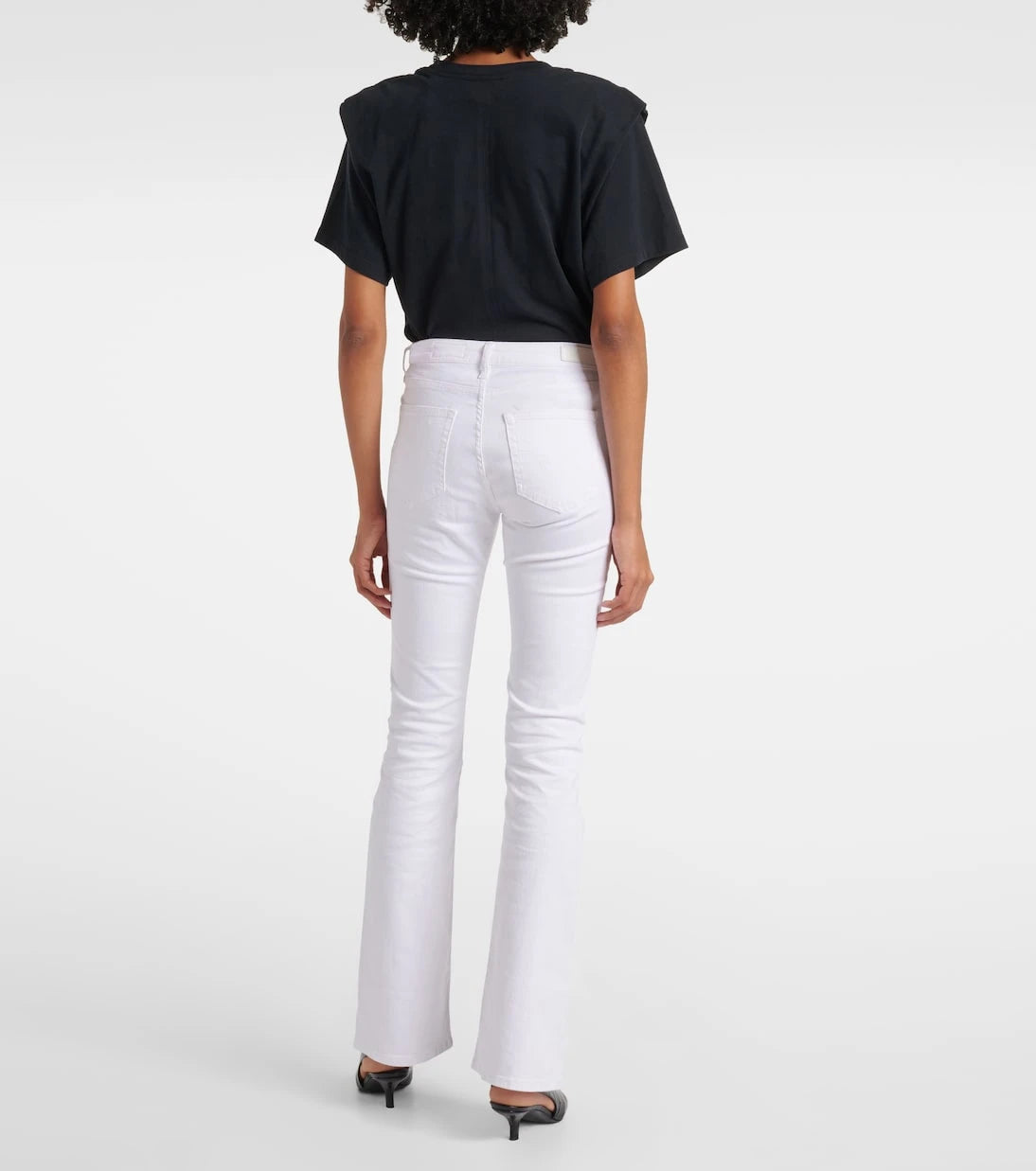 AG Jeans - بنطلون جينز بخصر مرتفع وقصة أرجل واسعة