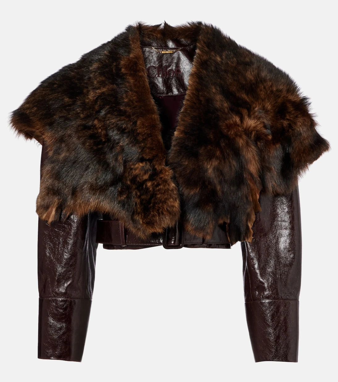 Chloé - Cropped shearling-trimmed leather jacket