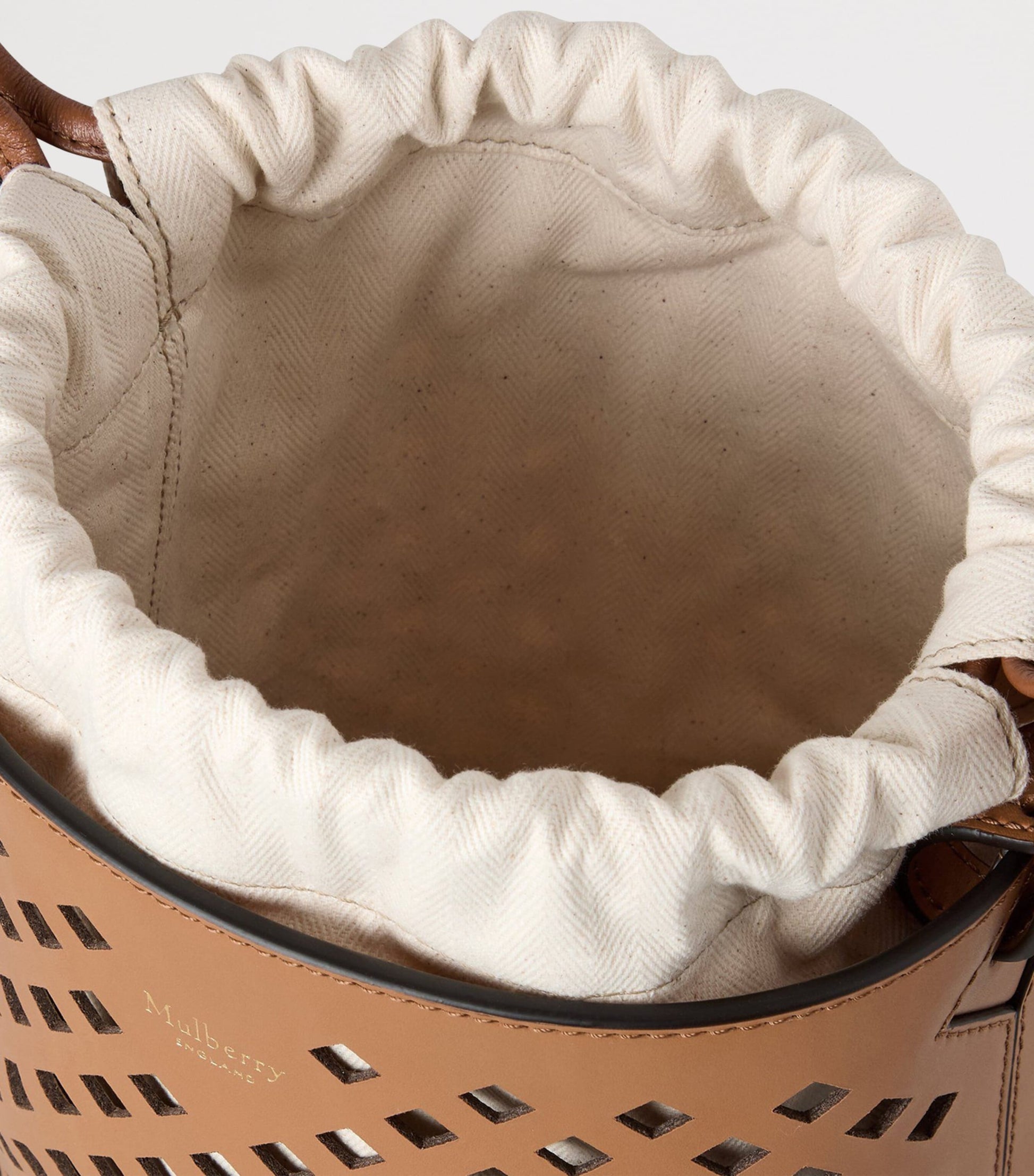 Mulberry Brown Leather Perforated Bucket Bag