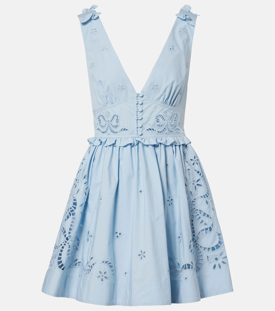 Self-Portrait - Broderie anglaise cotton-blend minidress