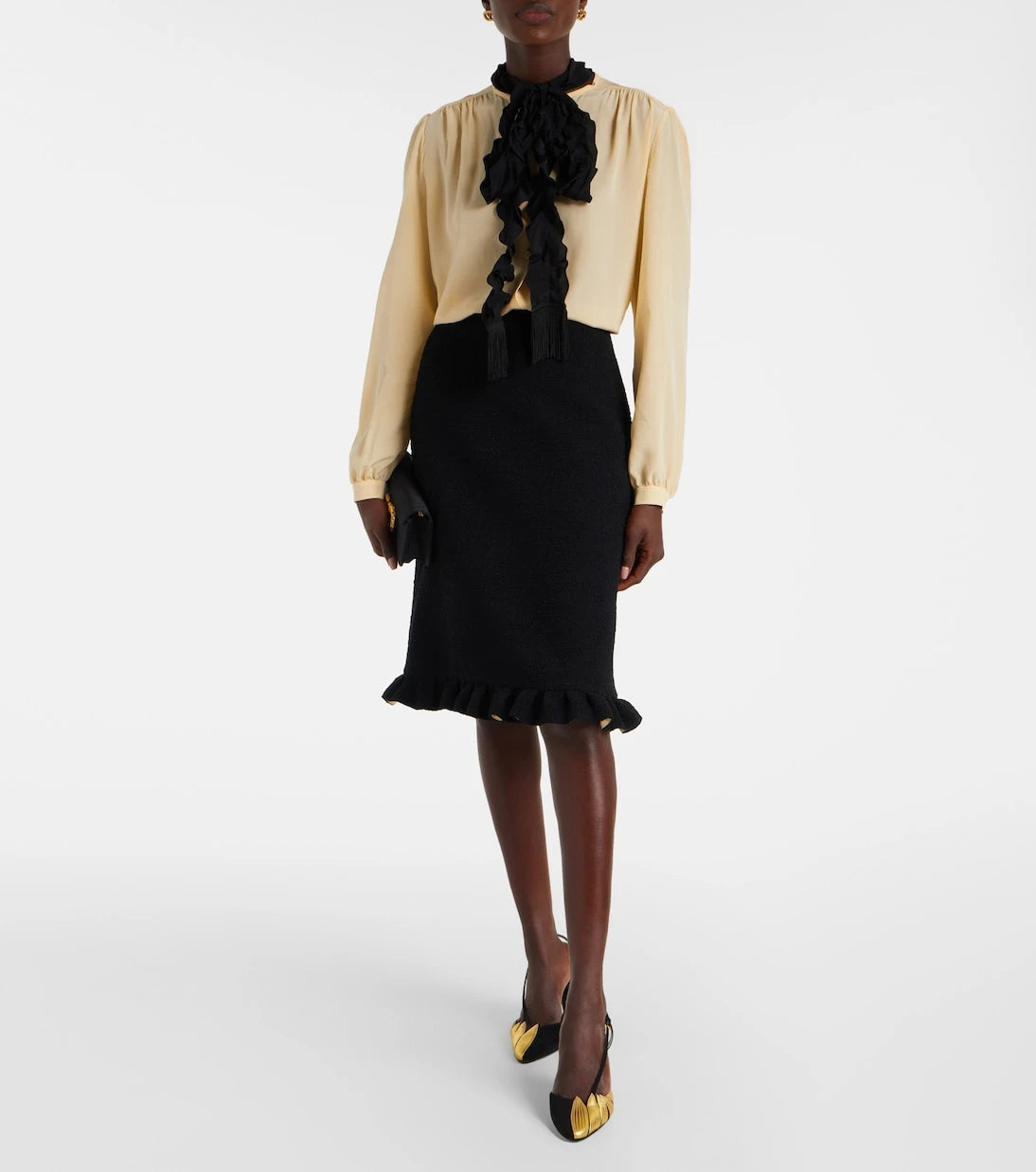Valentino - Ruffled wool-blend miniskirt