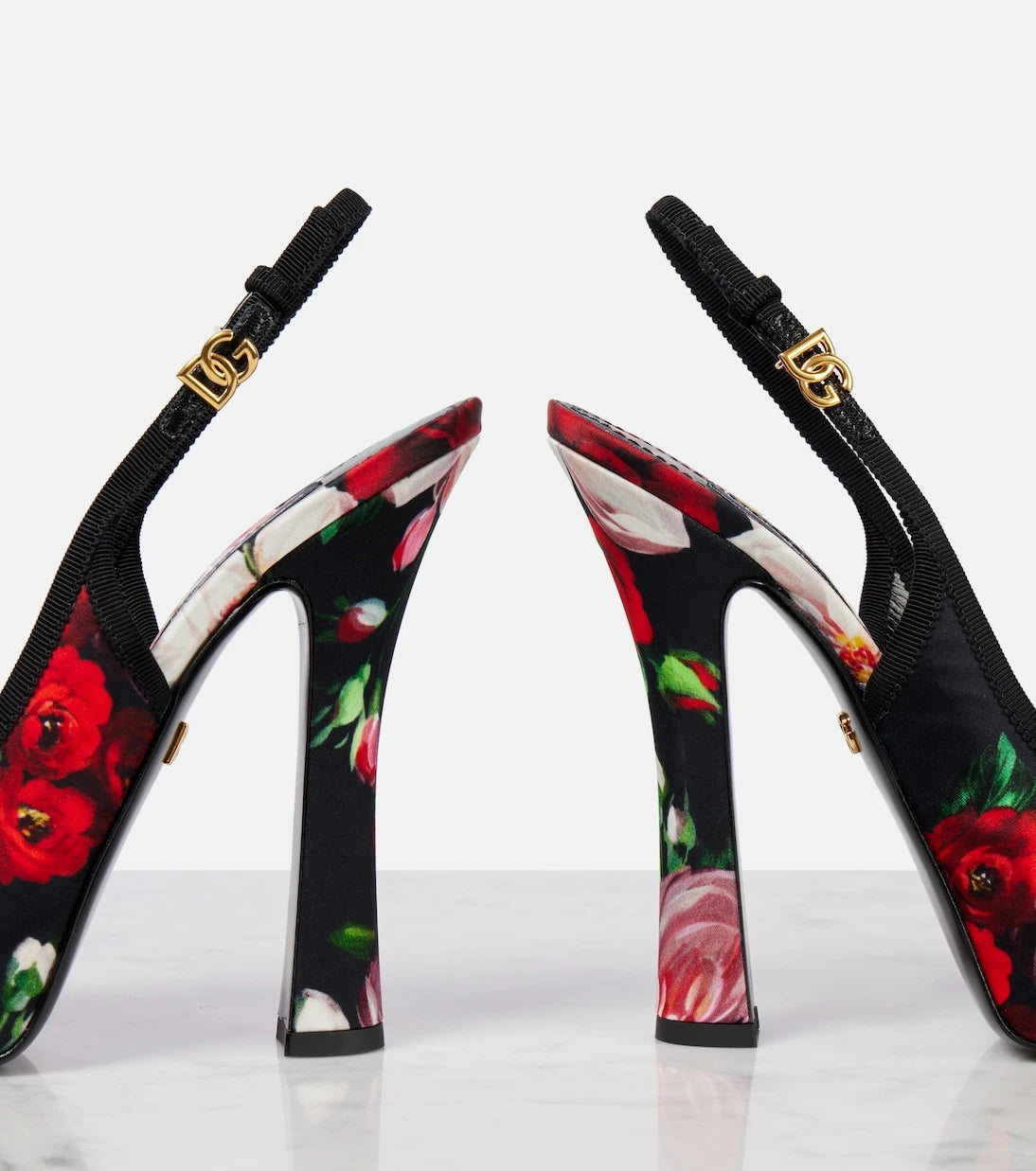 Dolce&Gabbana - Vally 105 floral satin slingback pumps