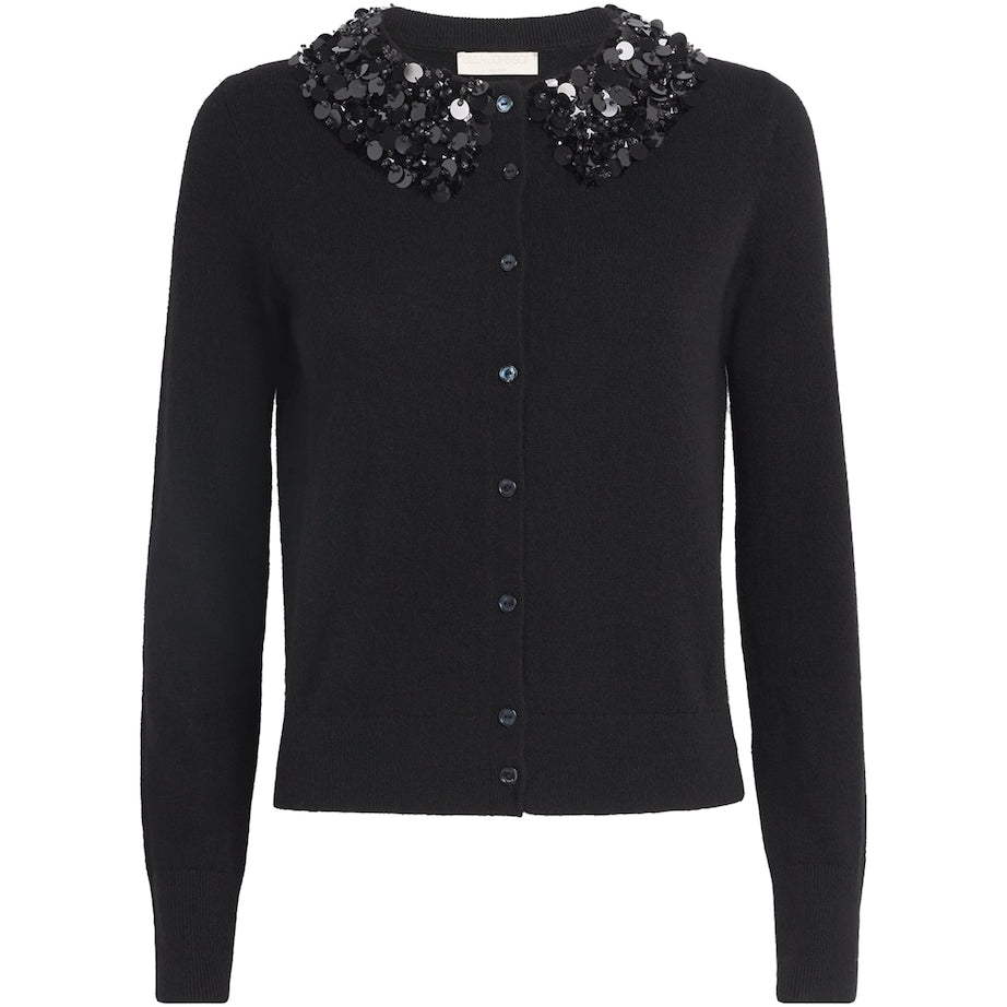 Ulla Johnson Black Cashmere Sequinned Margaux Cardigan