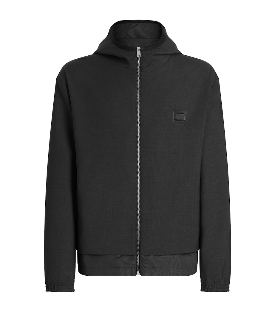 Multi Wool-Blend Canvas Hooded Jacket