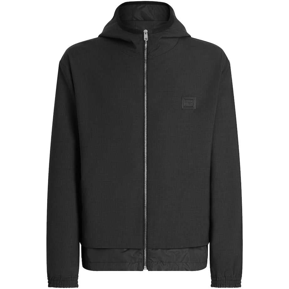 Multi Wool-Blend Canvas Hooded Jacket