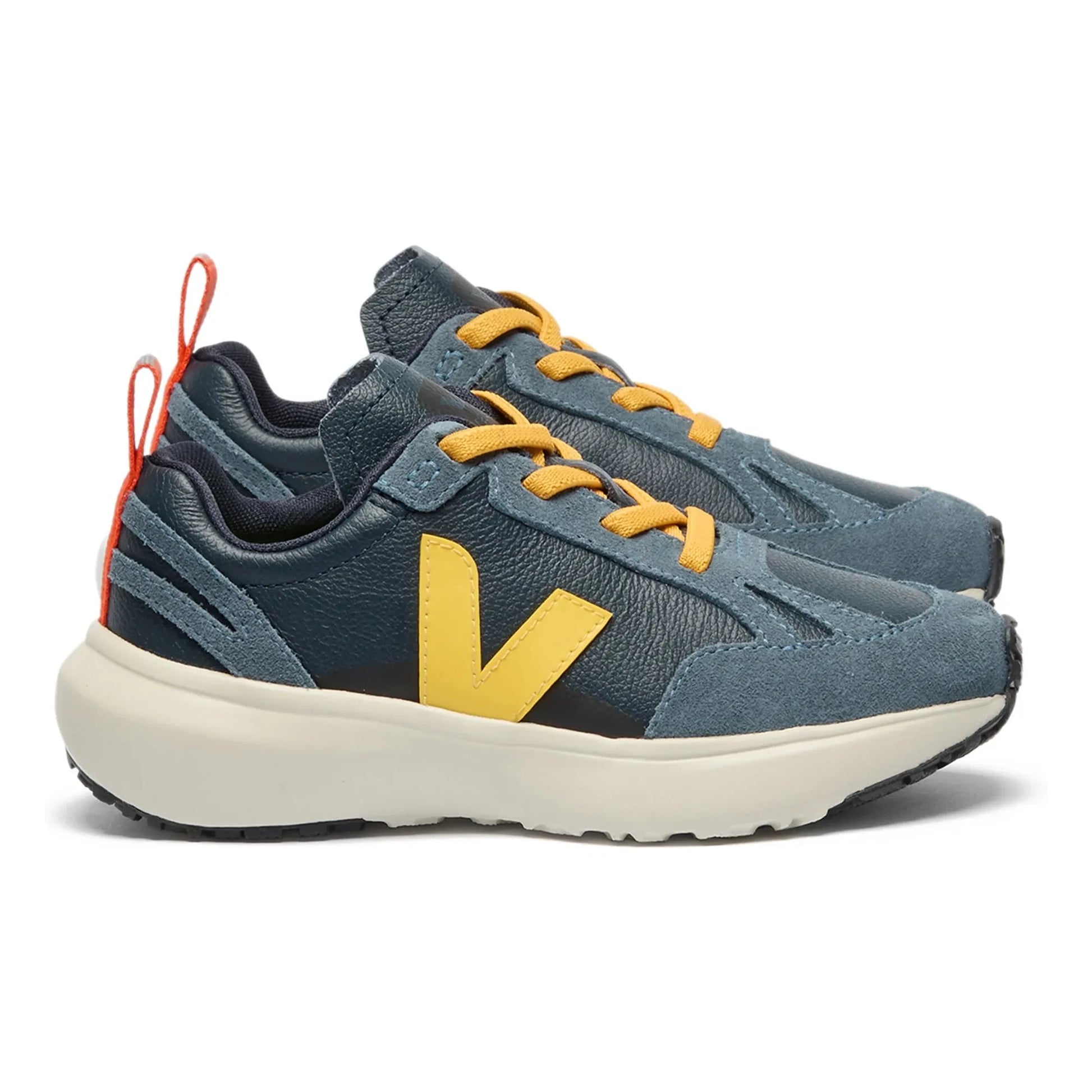 Veja - Elasticated Lace Sneakers Small Canary Light Leather O.T. | Blue