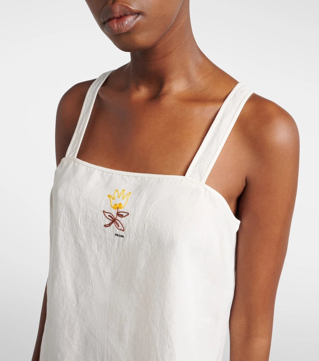 Prada - Embroidered linen minidress