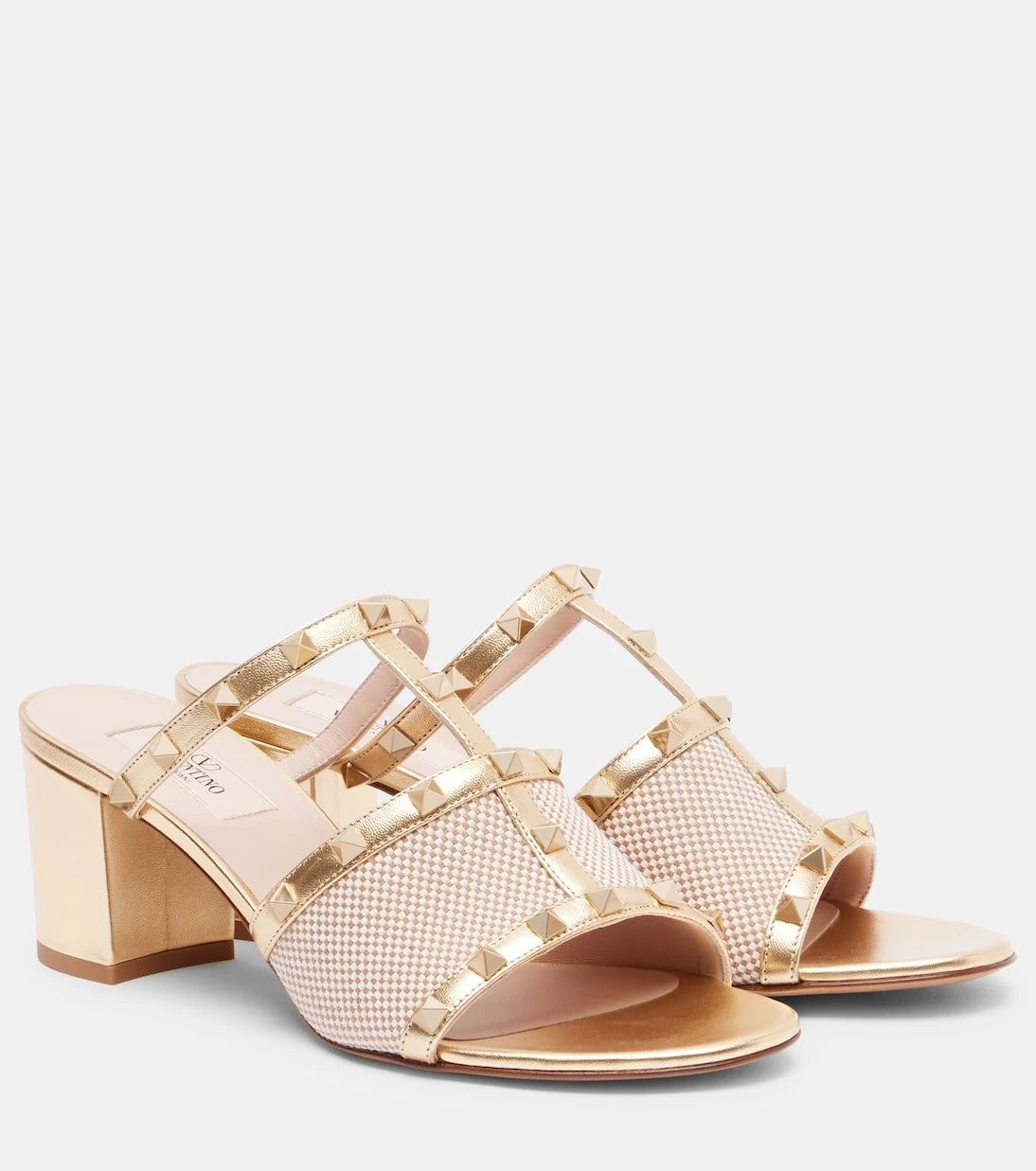 Valentino Garavani - Rockstud 80 leather-trimmed mules