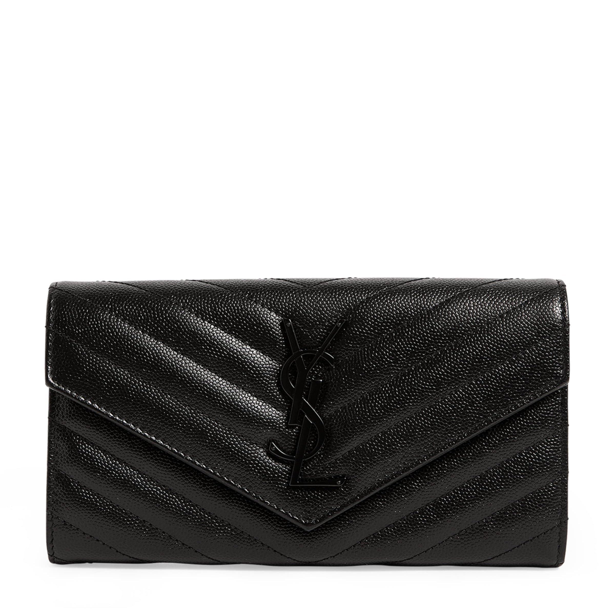 Black Monogram Saint Laurent Matelassé Large Flap Wallet