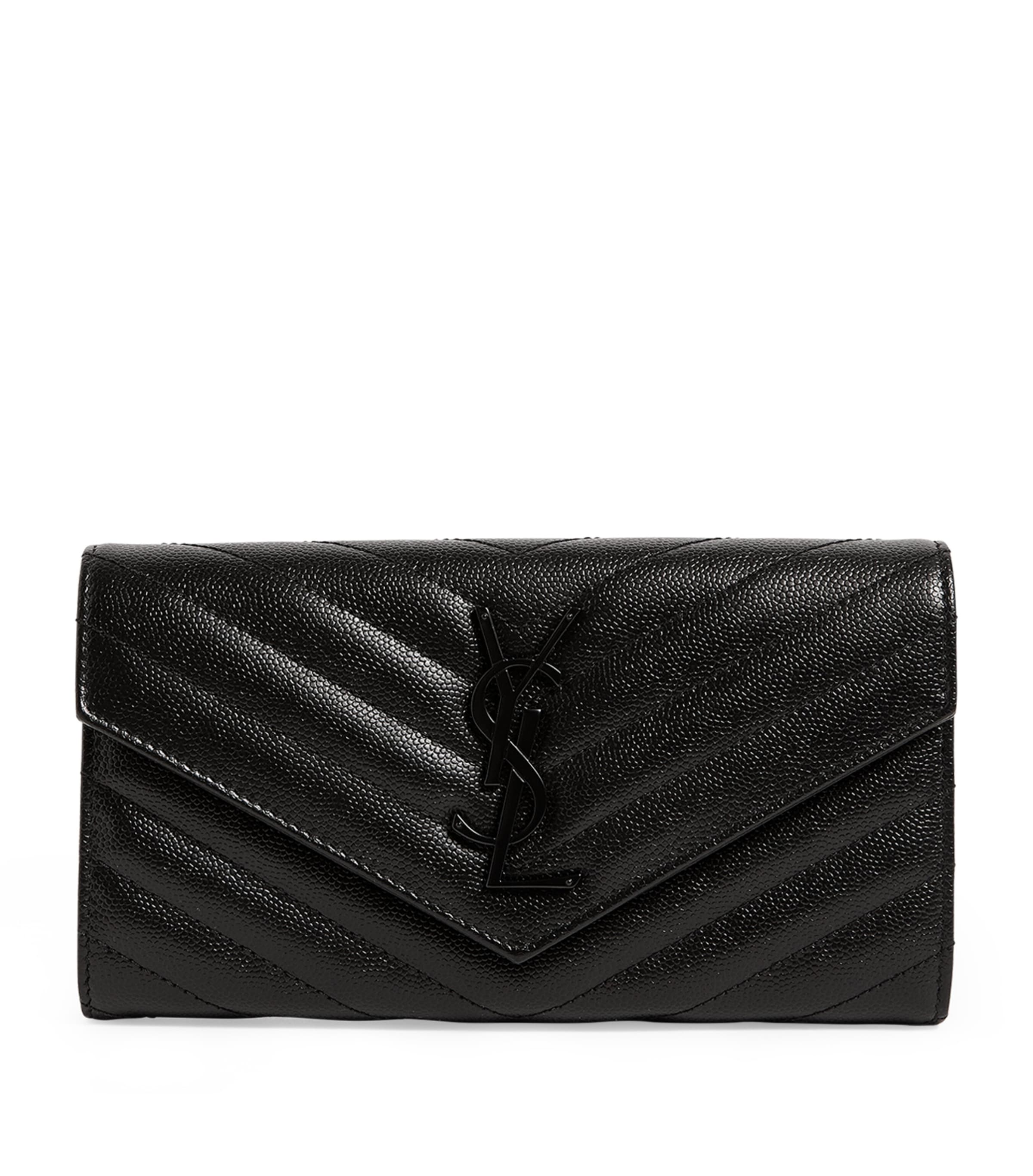 Black Monogram Saint Laurent Matelassé Large Flap Wallet