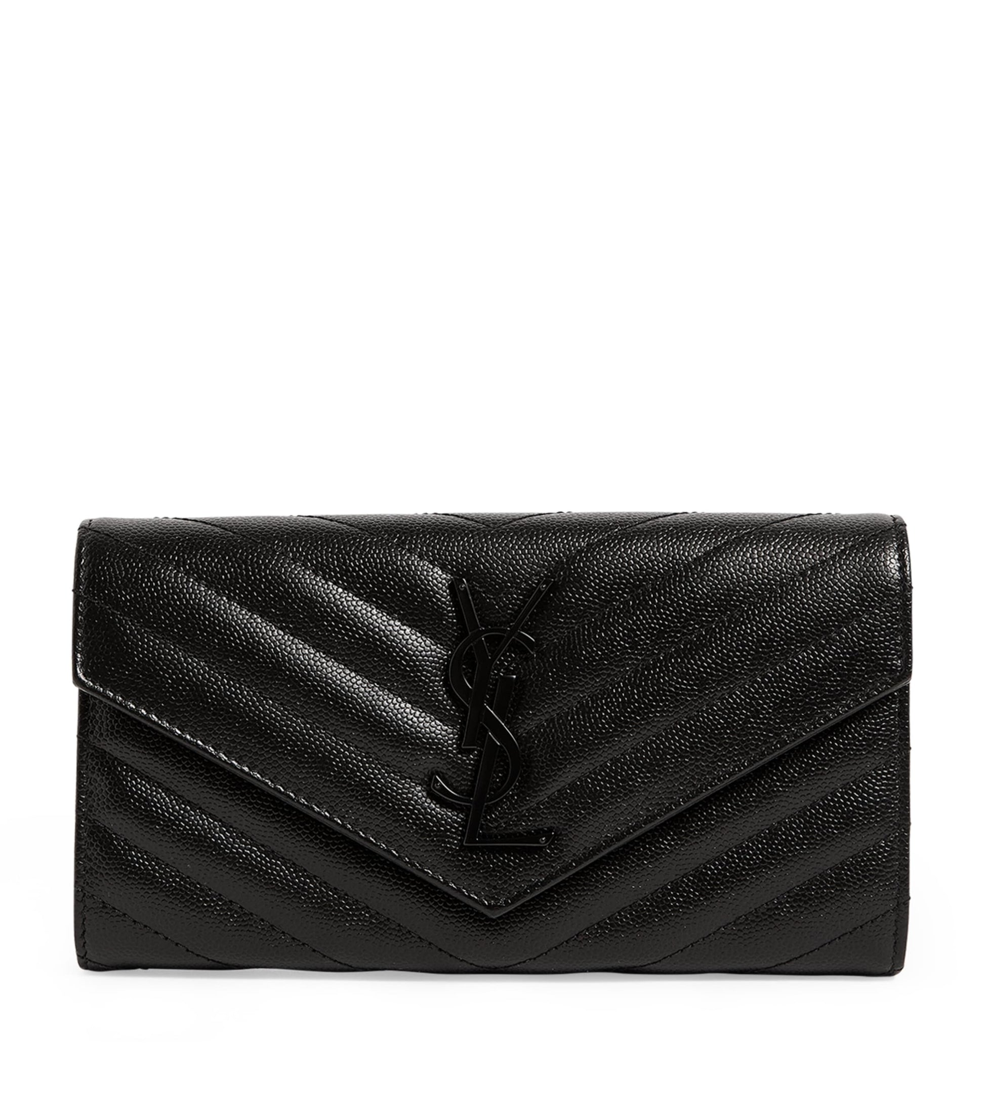 Black Monogram Saint Laurent Matelassé Large Flap Wallet