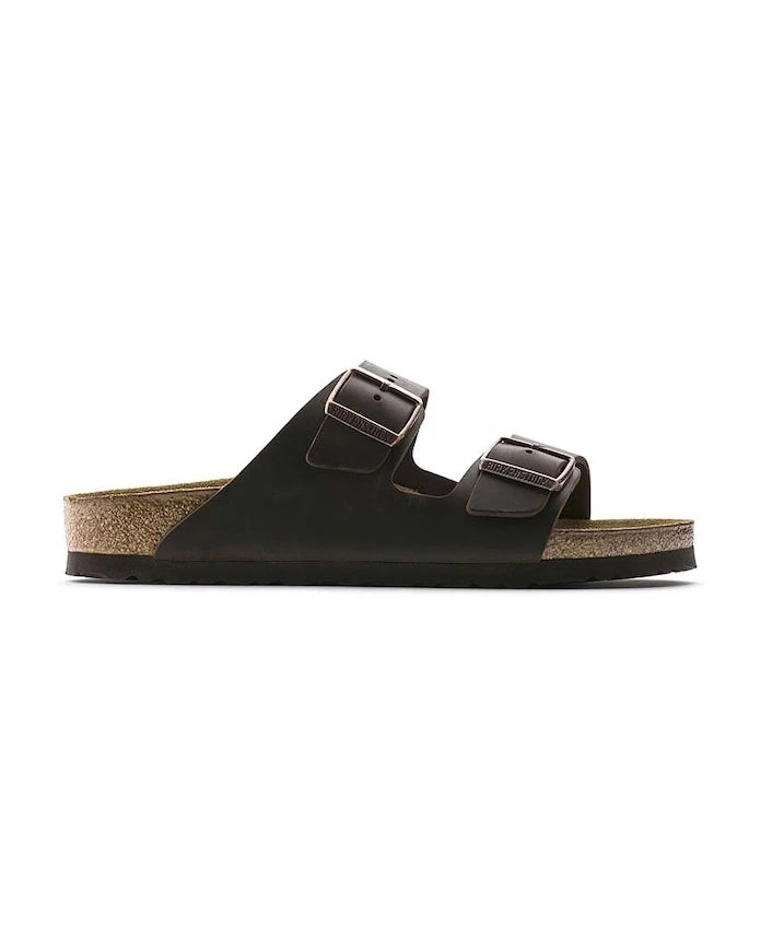 Birkenstock düz tabanlı deri Arizona terlikler
