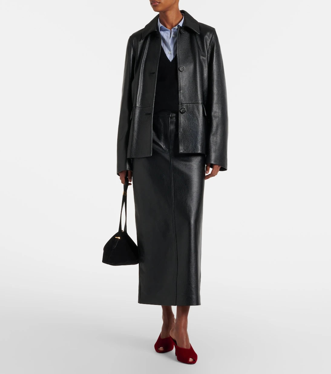 Toteme - Leather midi skirt