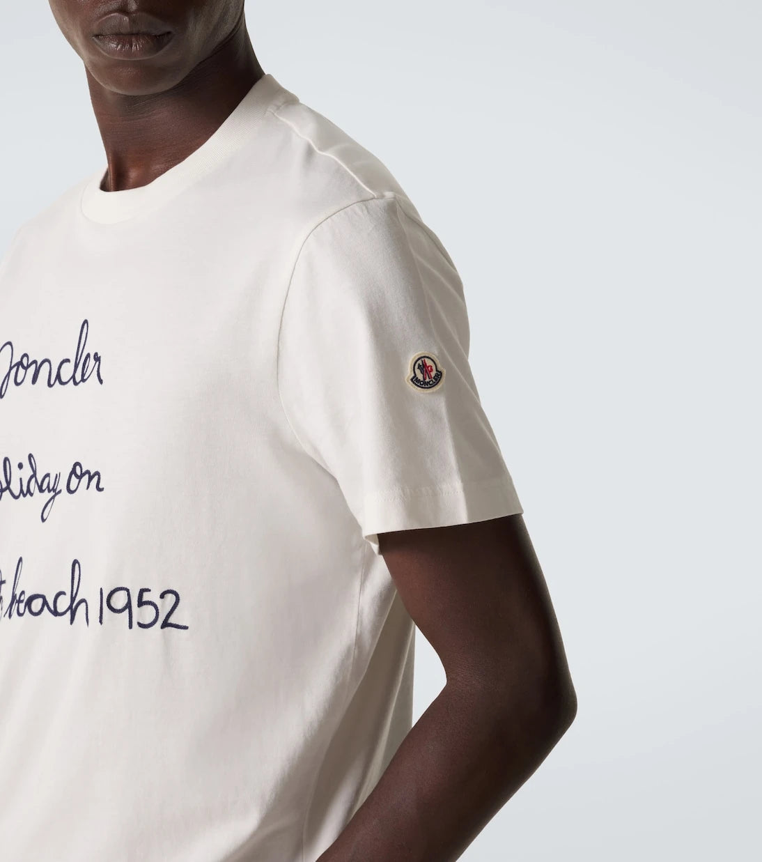 Moncler - Embroidered cotton jersey T-shirt