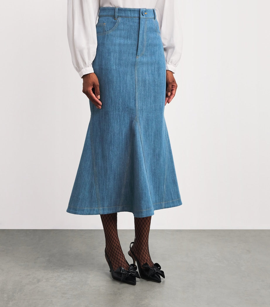Blue Denim Megan Midi Skirt