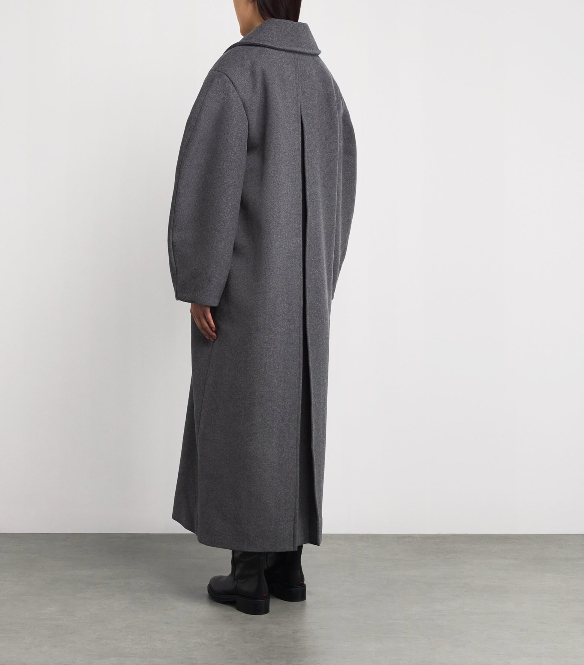 GANNI Grey Recycled Wool-Blend Longline Pea Coat
