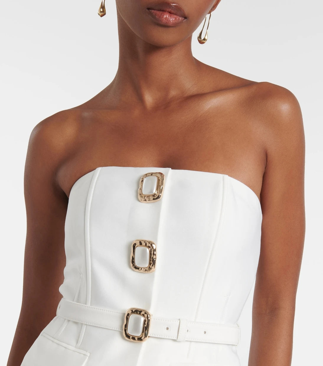 Self-Portrait - Bridal strapless taffeta midi dress