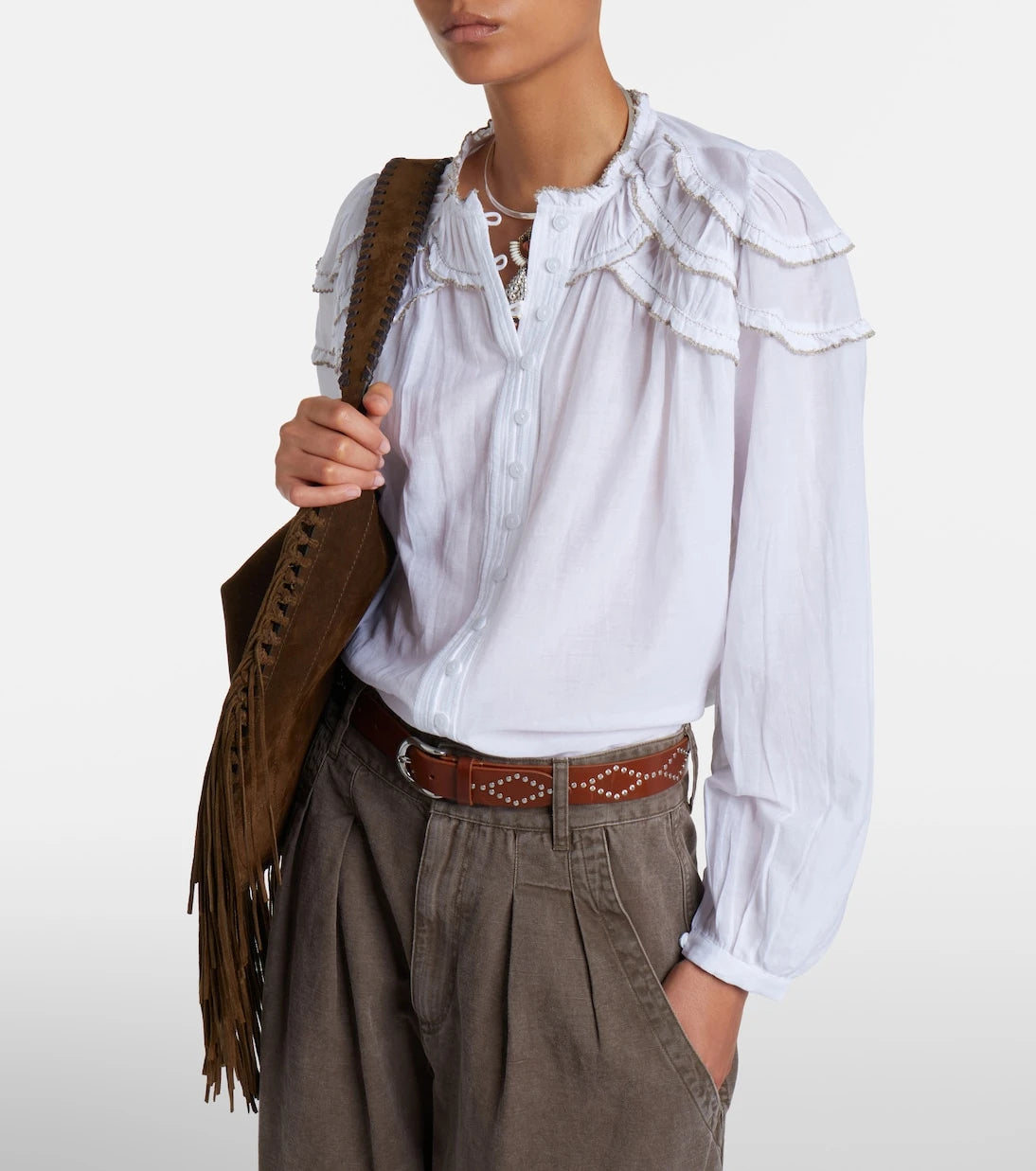 Marant Etoile - Christa ruffled cotton-blend blouse