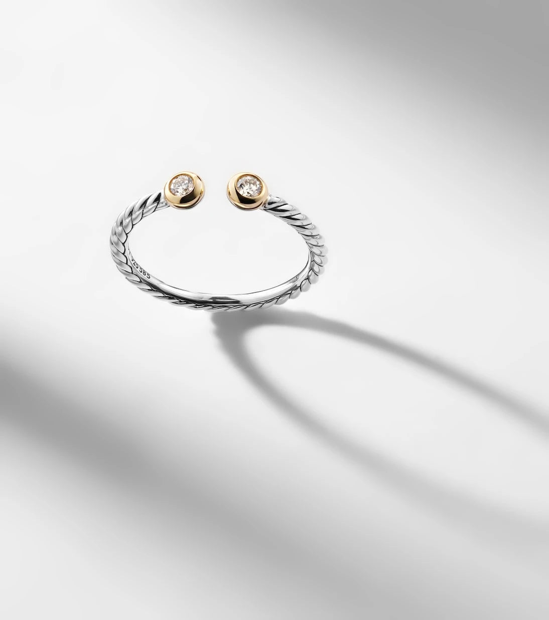 David Yurman - Cable Open sterling silver and 14kt gold ring with diamonds
