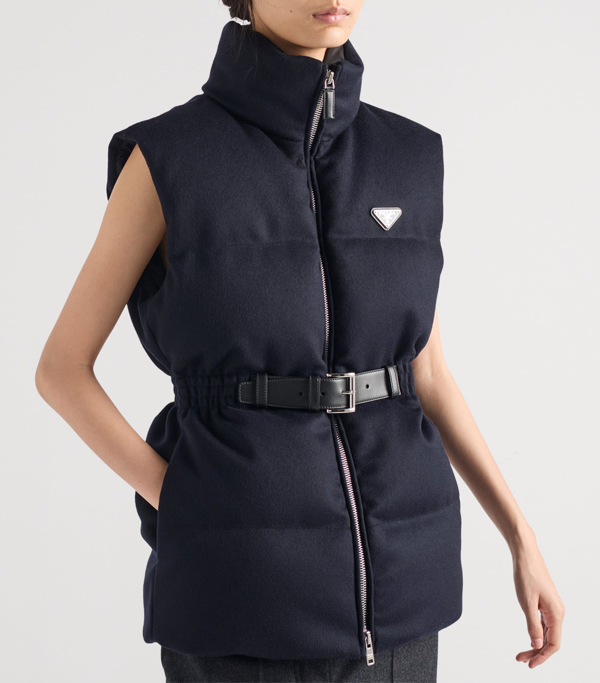 Prada Blue Wool Loden Down Gilet