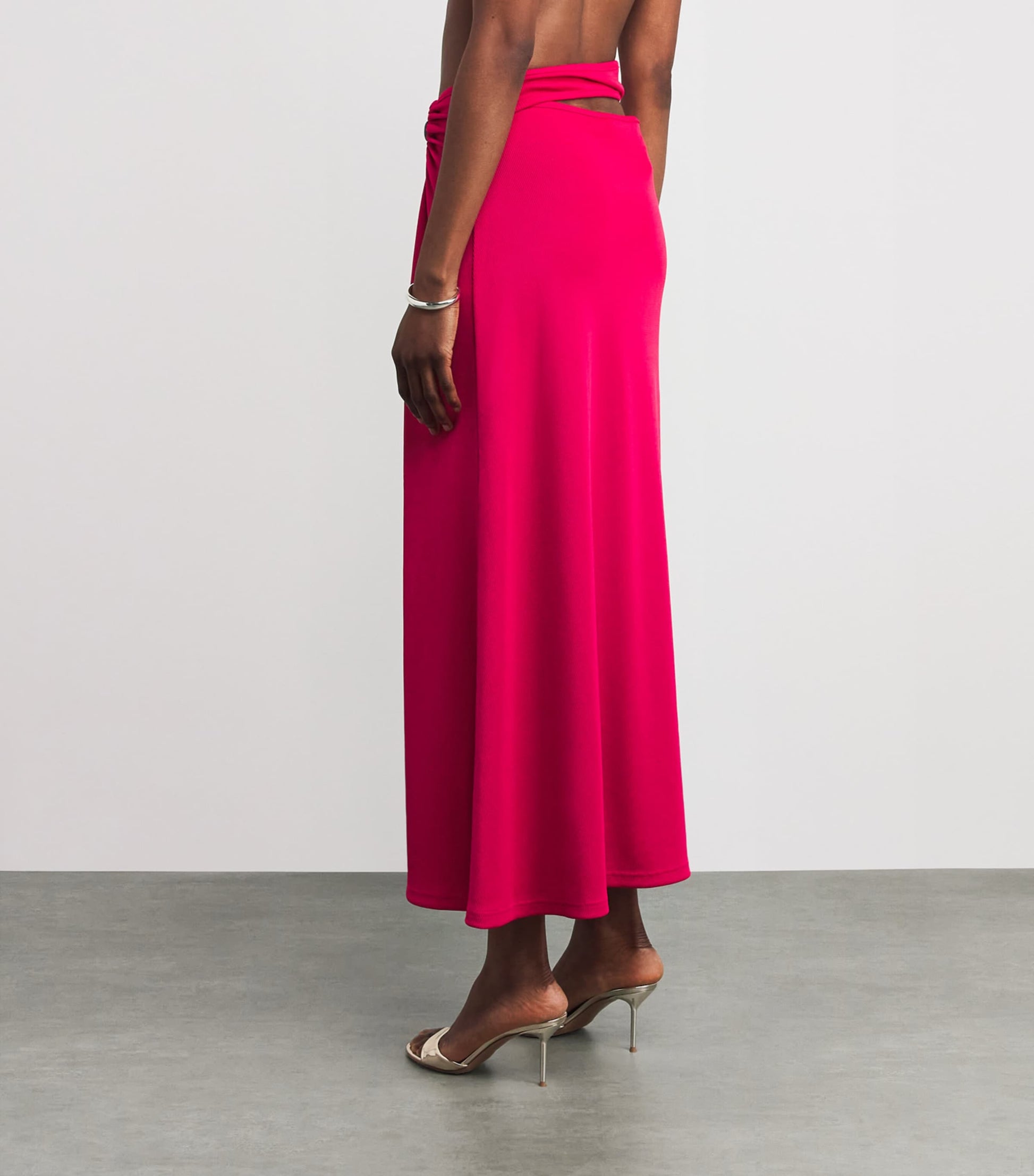 Christopher Esber Red Spiral Crystal Suspension Maxi Skirt