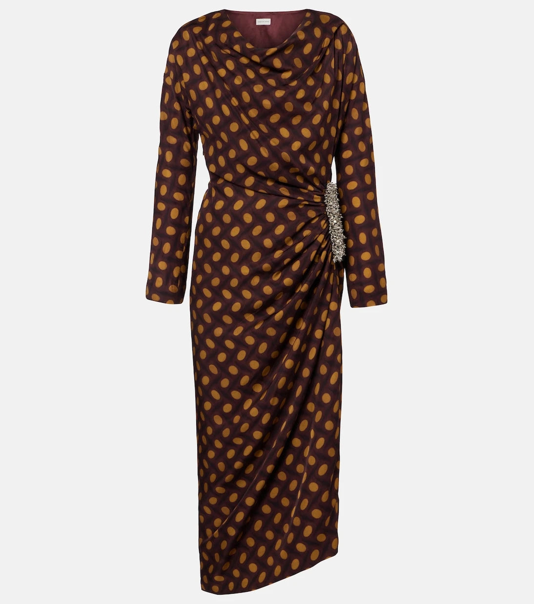 Dries Van Noten - فستان "ديدي" متوسط الطول منقط ومرصّع