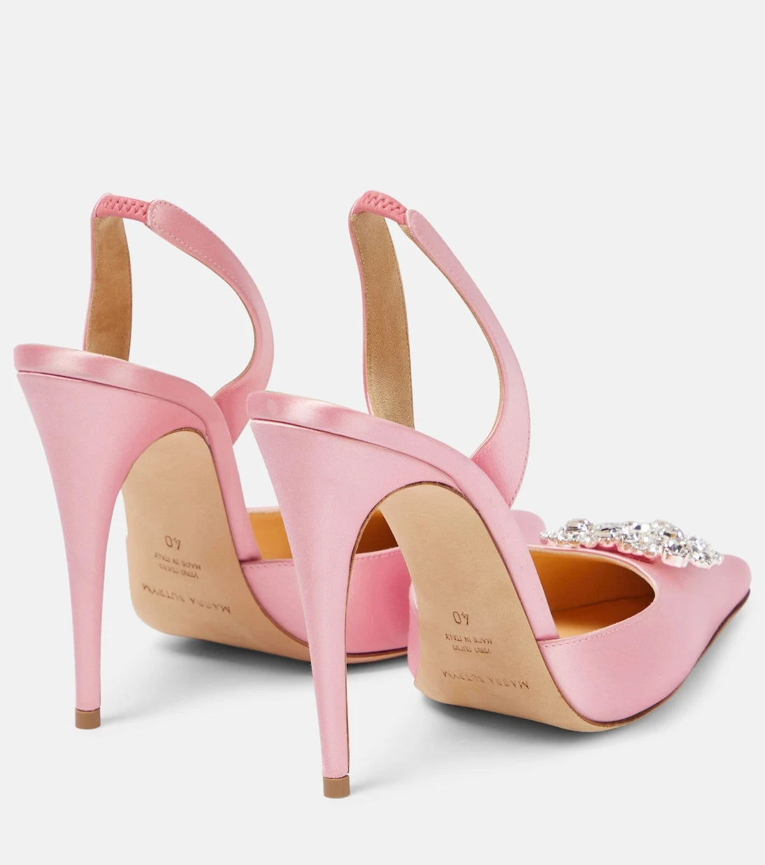 Magda Butrym - Crystal-embellished satin slingback pumps