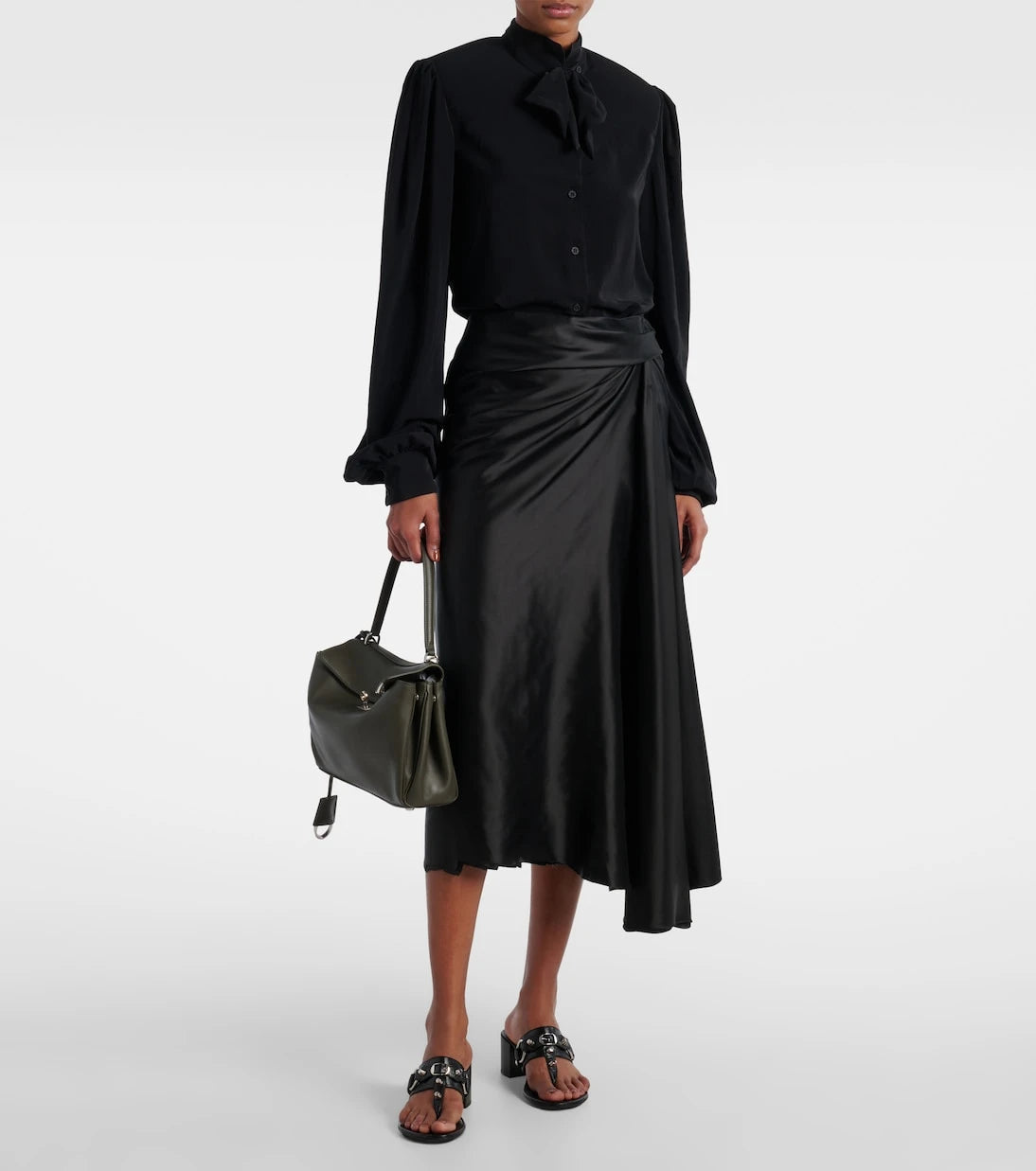 Balenciaga - صندل City 50 جلدي بحمالات رفيعة مرصعة