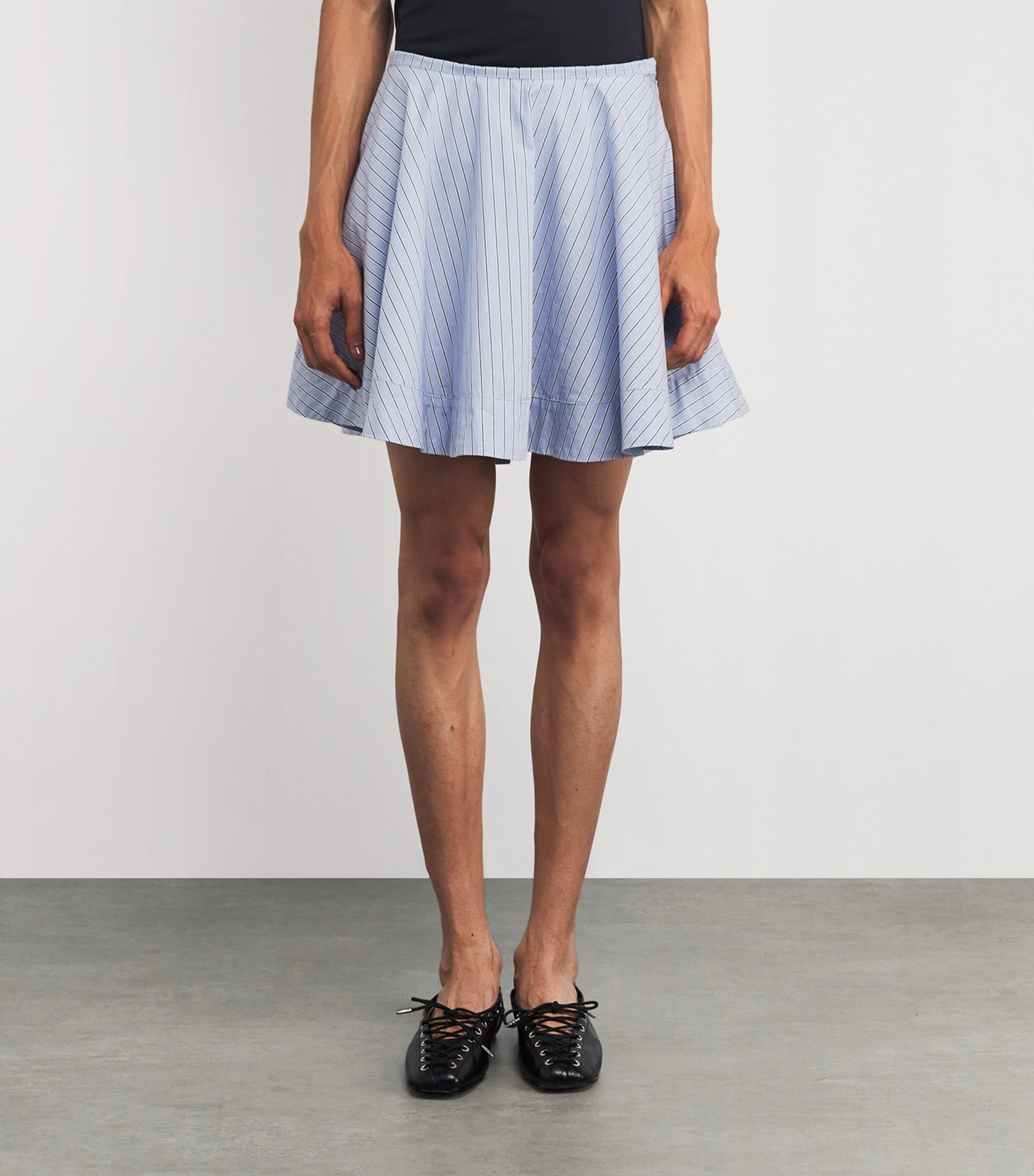 Blue Organic Cotton Stripe Mini Skirt