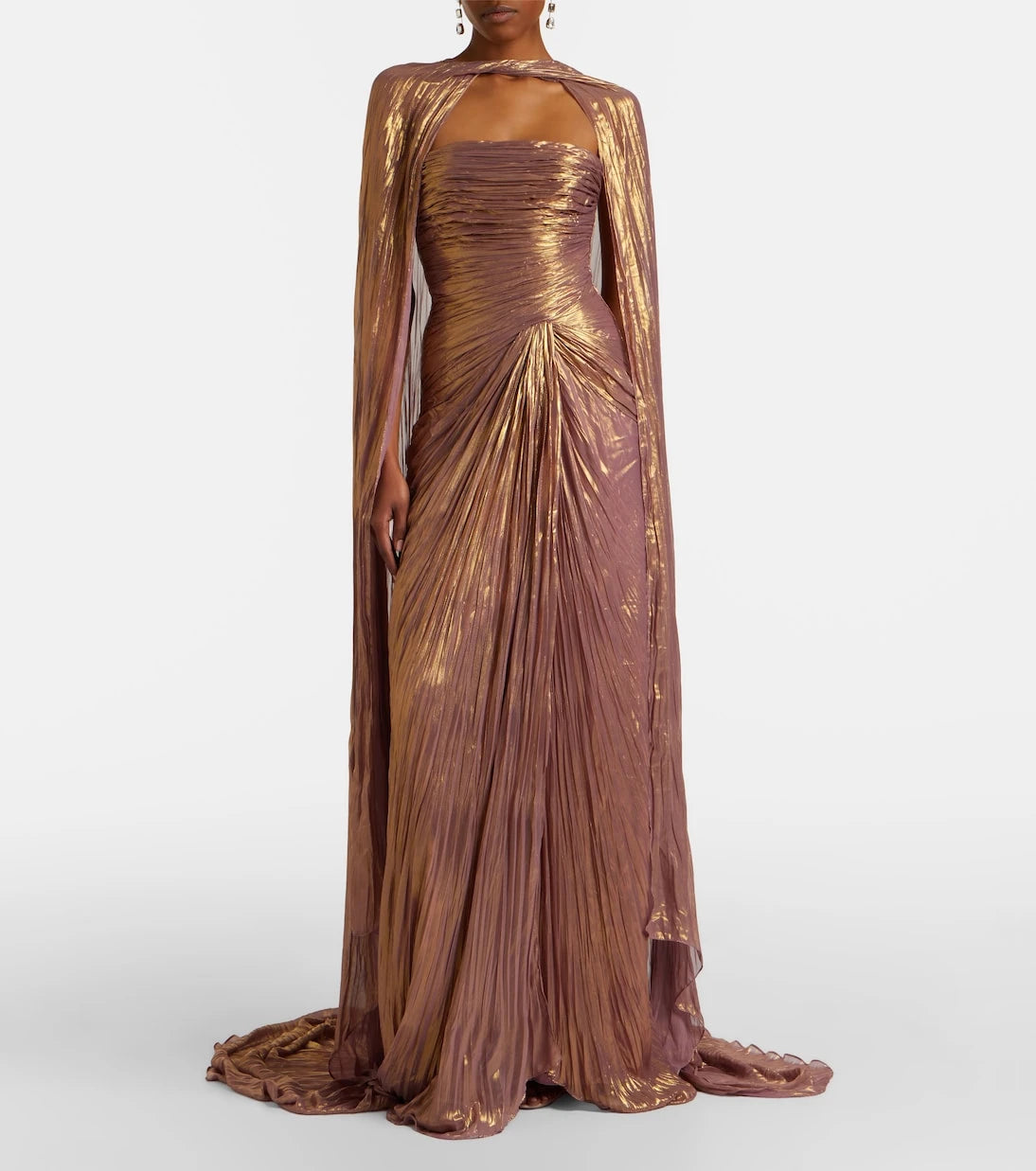 Marmar Halim - Caped pleated bustier gown