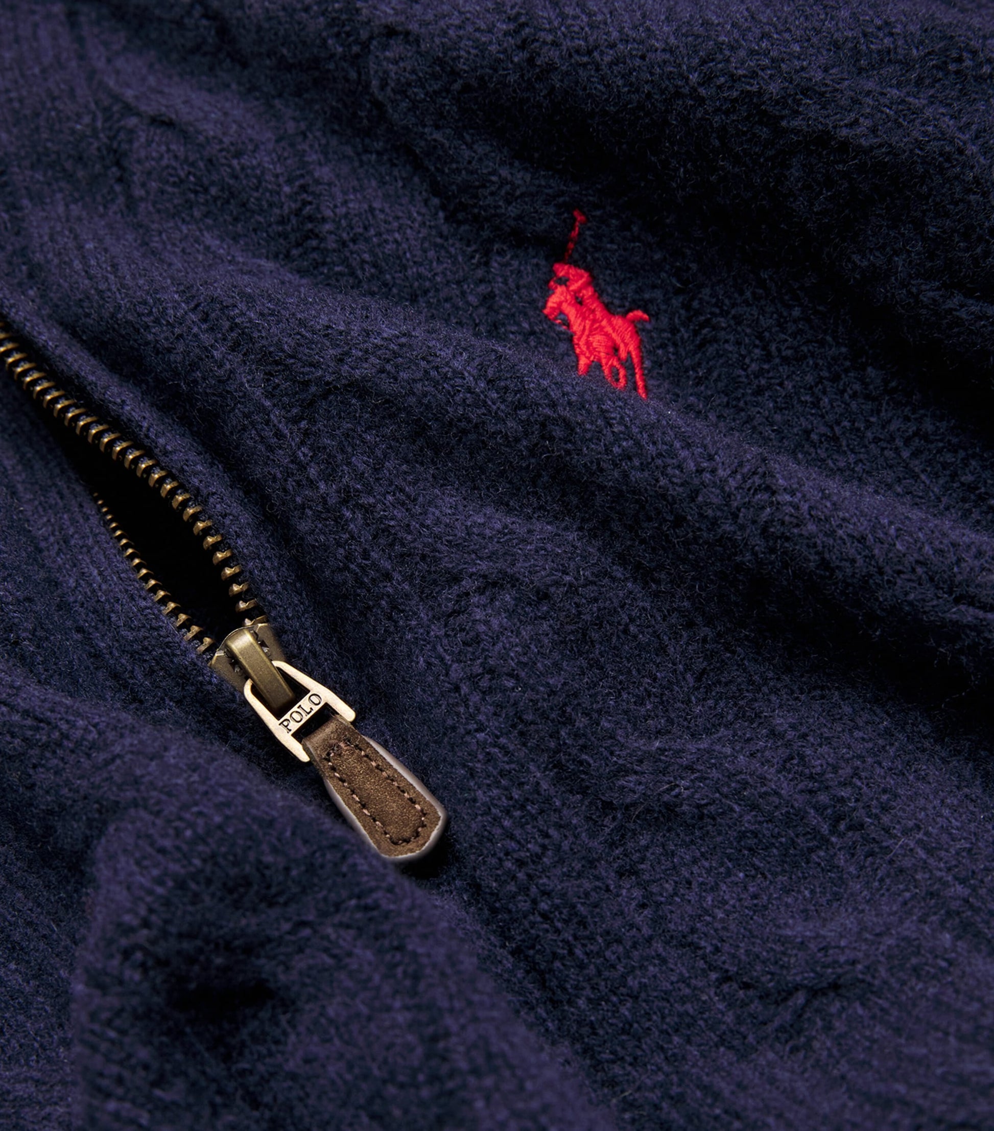 Polo Ralph Lauren Blue Wool-Cashmere Cable-Knit Quarter-Zip Sweater