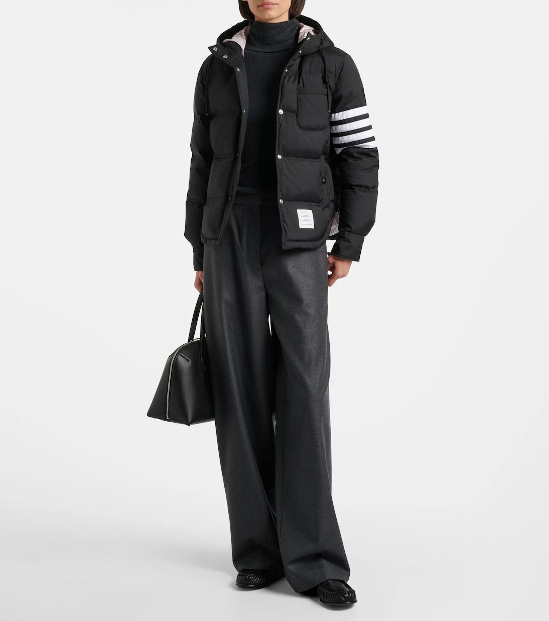 Thom Browne - 4-Bar hooded quilted down jacket
