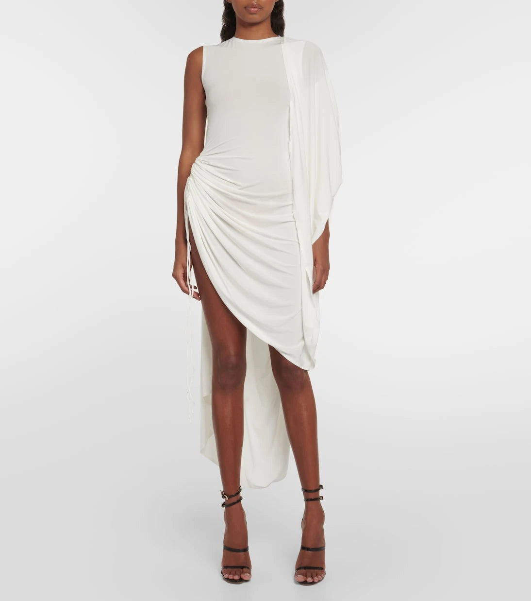 Alaïa - Asymmetric draped jersey minidress