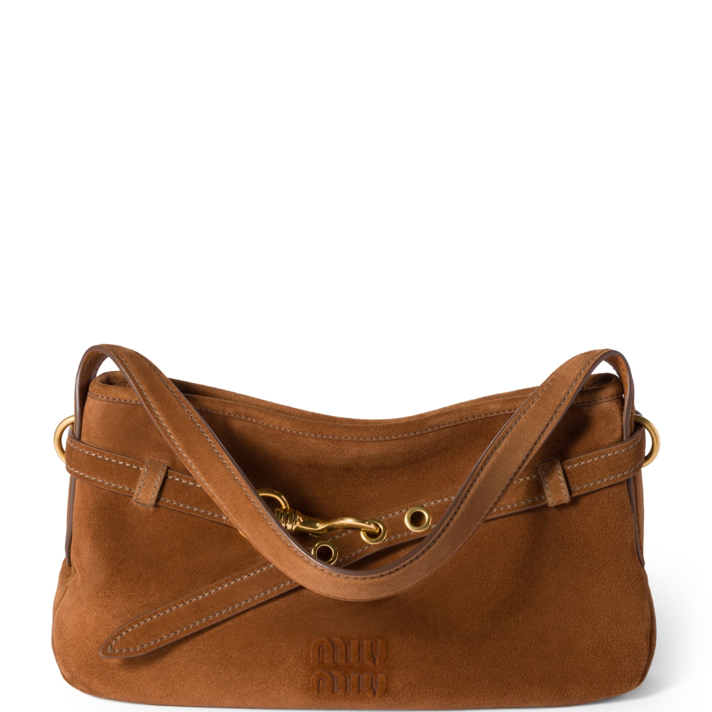Brown Suede Aventure Shoulder Bag