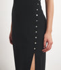 Maje Black Ribbed Press-Stud Midi Dress